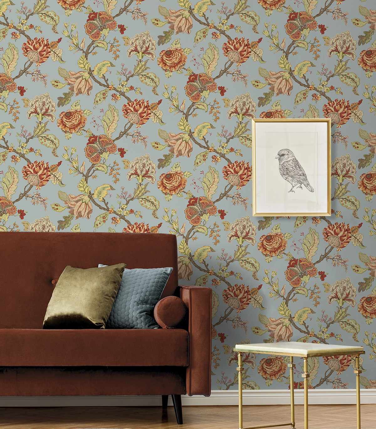 Blue Dusk Floral Vinyl Self-Adhesive Peel and Stick Wallpaper