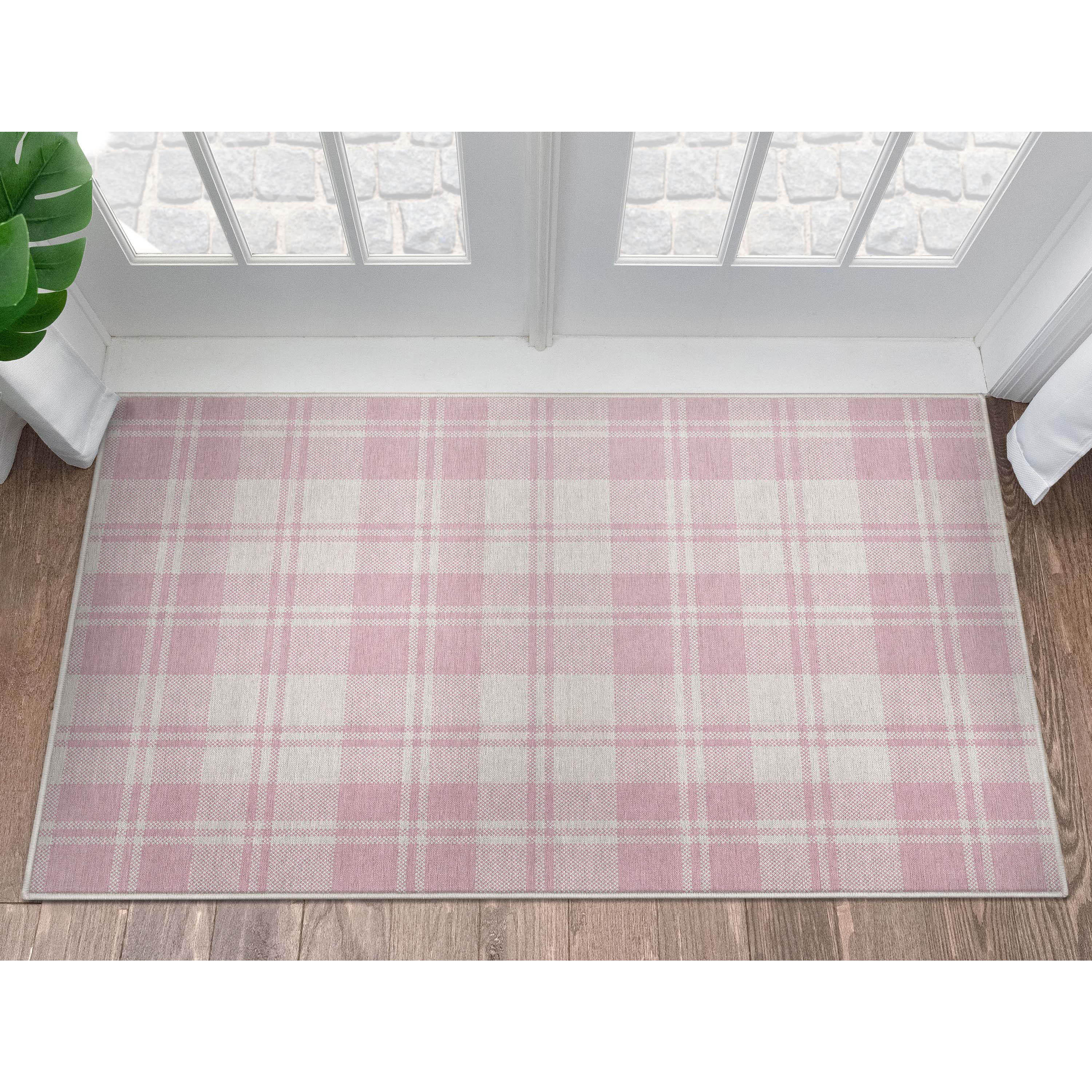 Well Woven W-PLD-01G-4 Apollo 3 x 5 (ft) Flatweave Polyester Pink Rectangular Indoor Geometric Mid-Century Modern Area rug