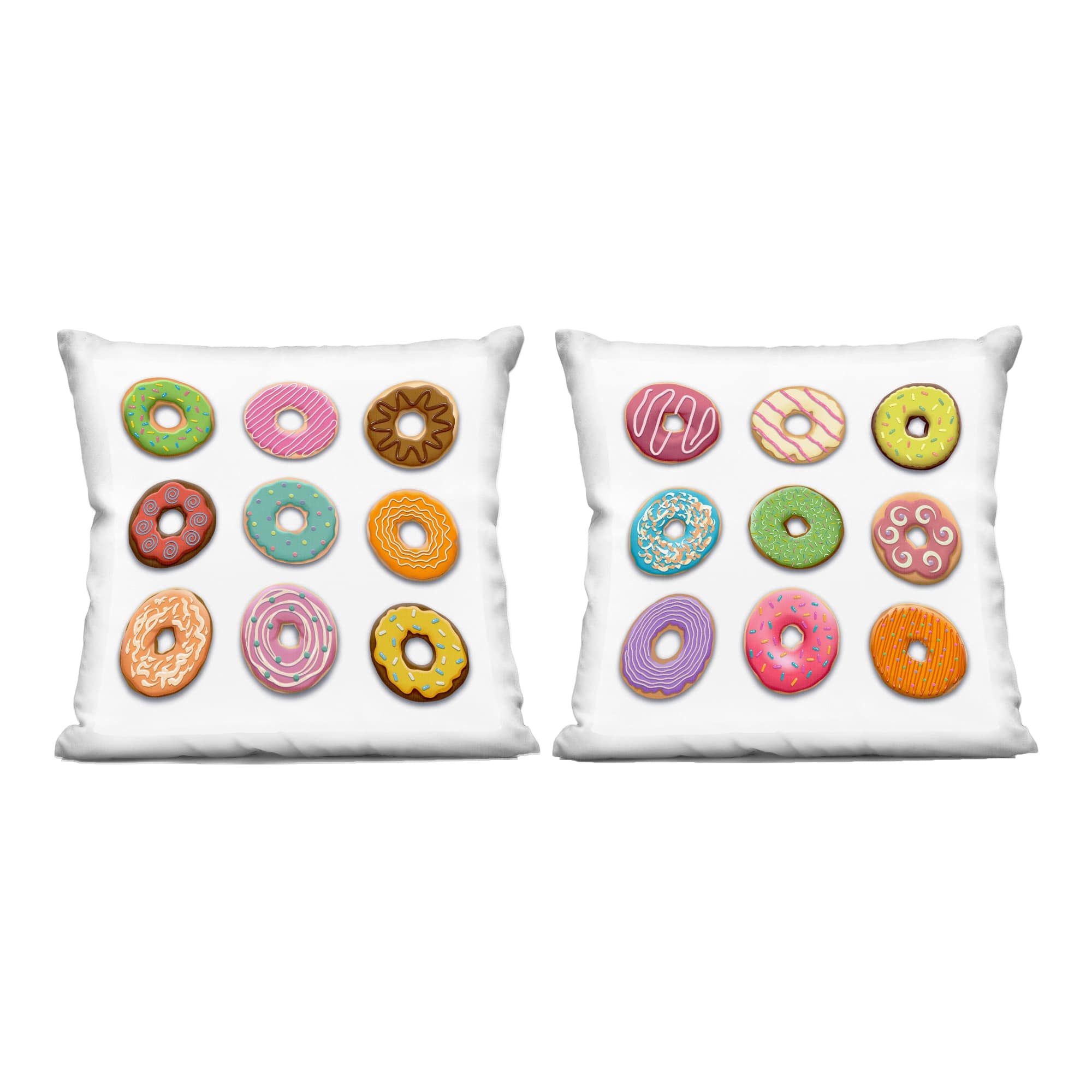 Stupell Industries PL2-879-SQW-2P-18X18 Frosted Patterned Donuts 2pc Decorative Printed Pillow Set Design by Marcus Prime