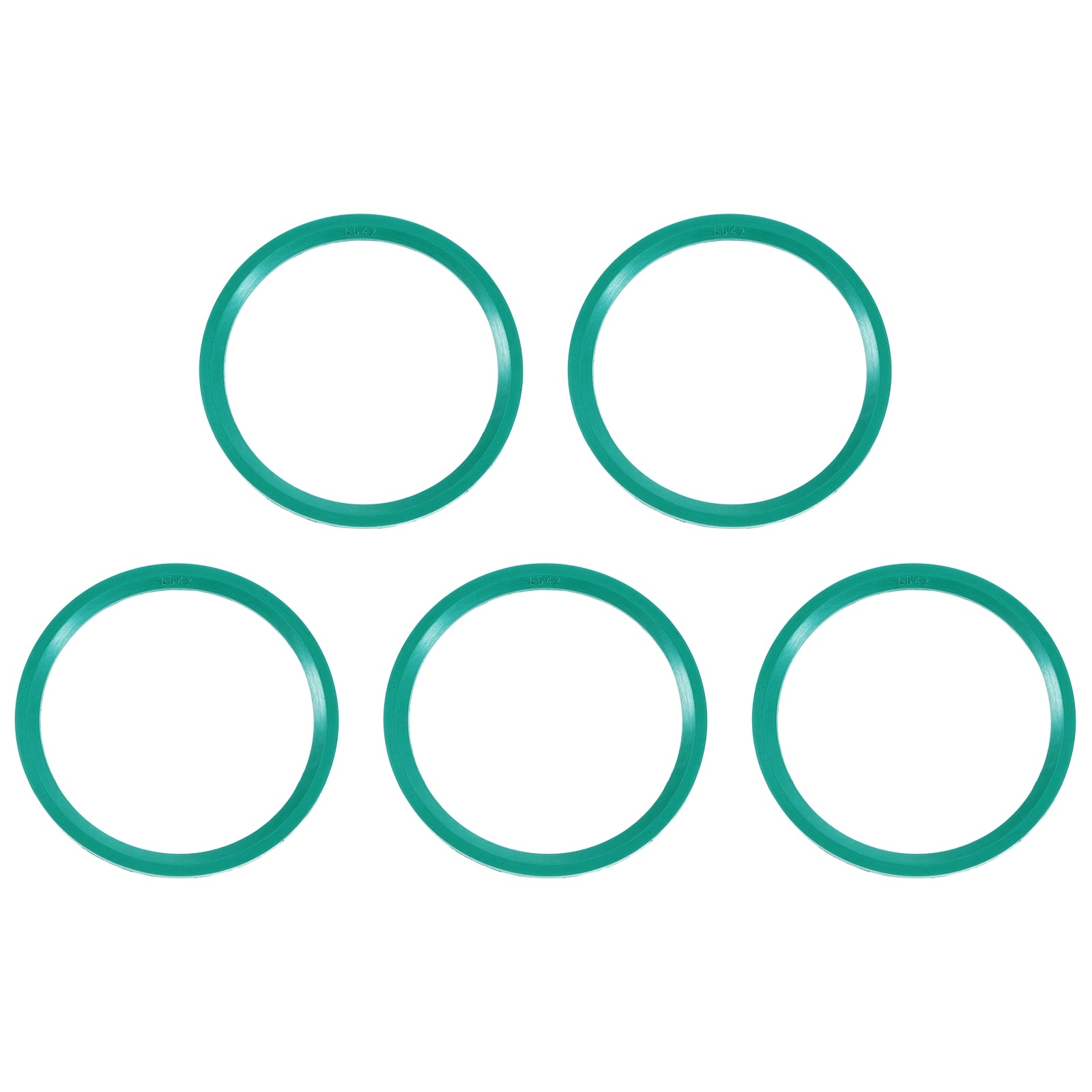 Unique Bargains 5pcs Fluorine Flat Washer (45.8mm OD 38.8mm ID 2mm Thick) Metric FKM Fluororubber V-Type O-Rings Sealing Gasket Spacer for Fasten Screws Flanges Faucet Pipe Valves Green