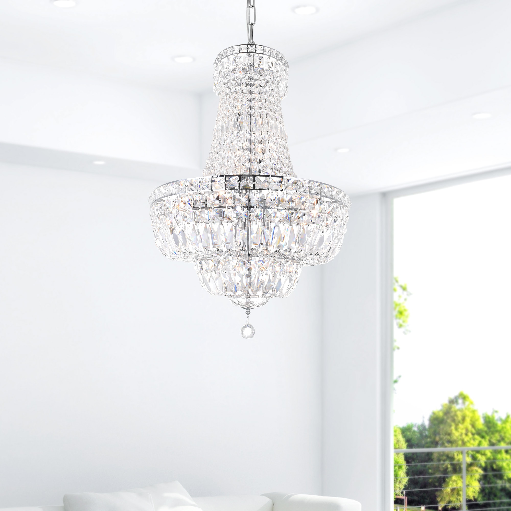 Stefania Chrome Crystal 31" Grand Entryway Chandelier