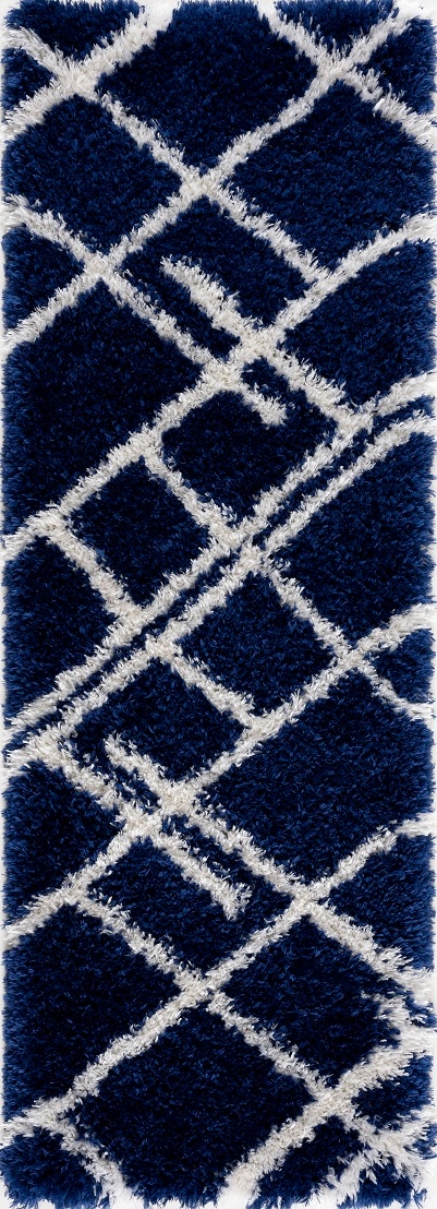LBaiet ML892N28 NAVY Malibu 2 x 8 (ft) Loomed Polyester Navy Rectangular Indoor Geometric Runner rug