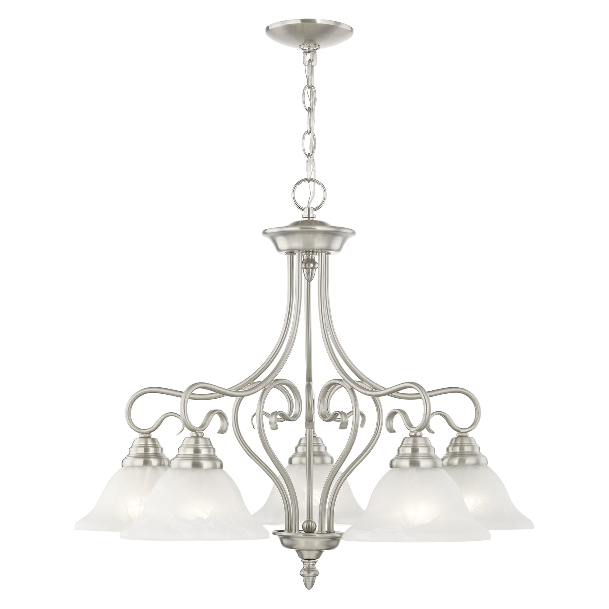 Livex Lighting 6135-91 Coronado 5 -Light Brushed Nickel Transitional For Use in Bedrooms, Dining Rooms, Foyers, Kitchens, Living Rooms Chandelier
