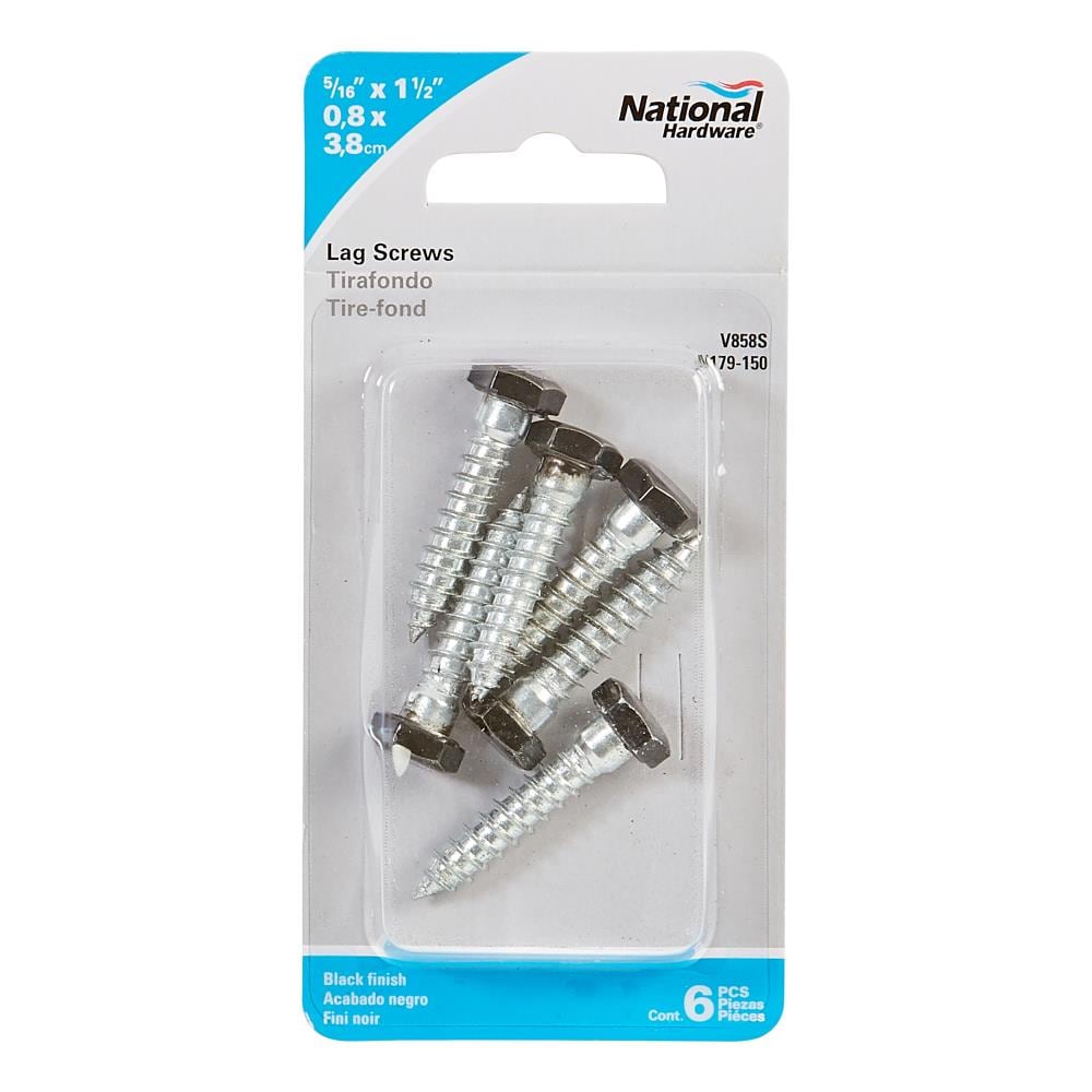 National Hardware 5/16-in x 1-1/2-in Black Oxide Hex-Head Interior Lag  Screws (6-Pack) in the Lag Screws department at
