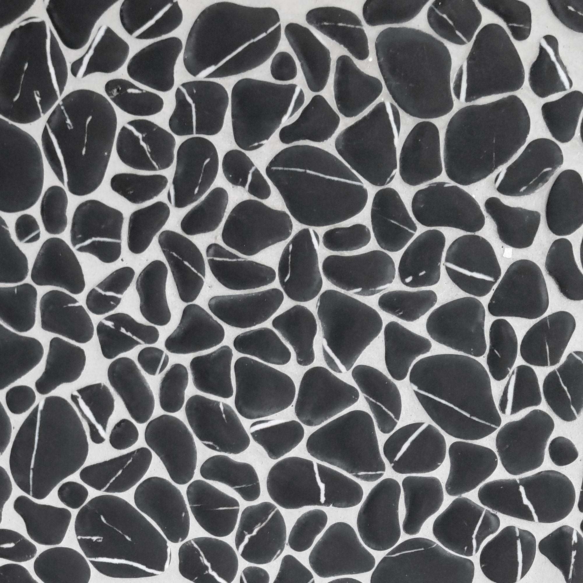 SUNWINGS SLHEX-BLK-10 Black Marquina 12-in x 12-in Matte Recycled glass Marble look Pebble Mosaic Floor and Wall Tile ( 7.9-sq ft Carton