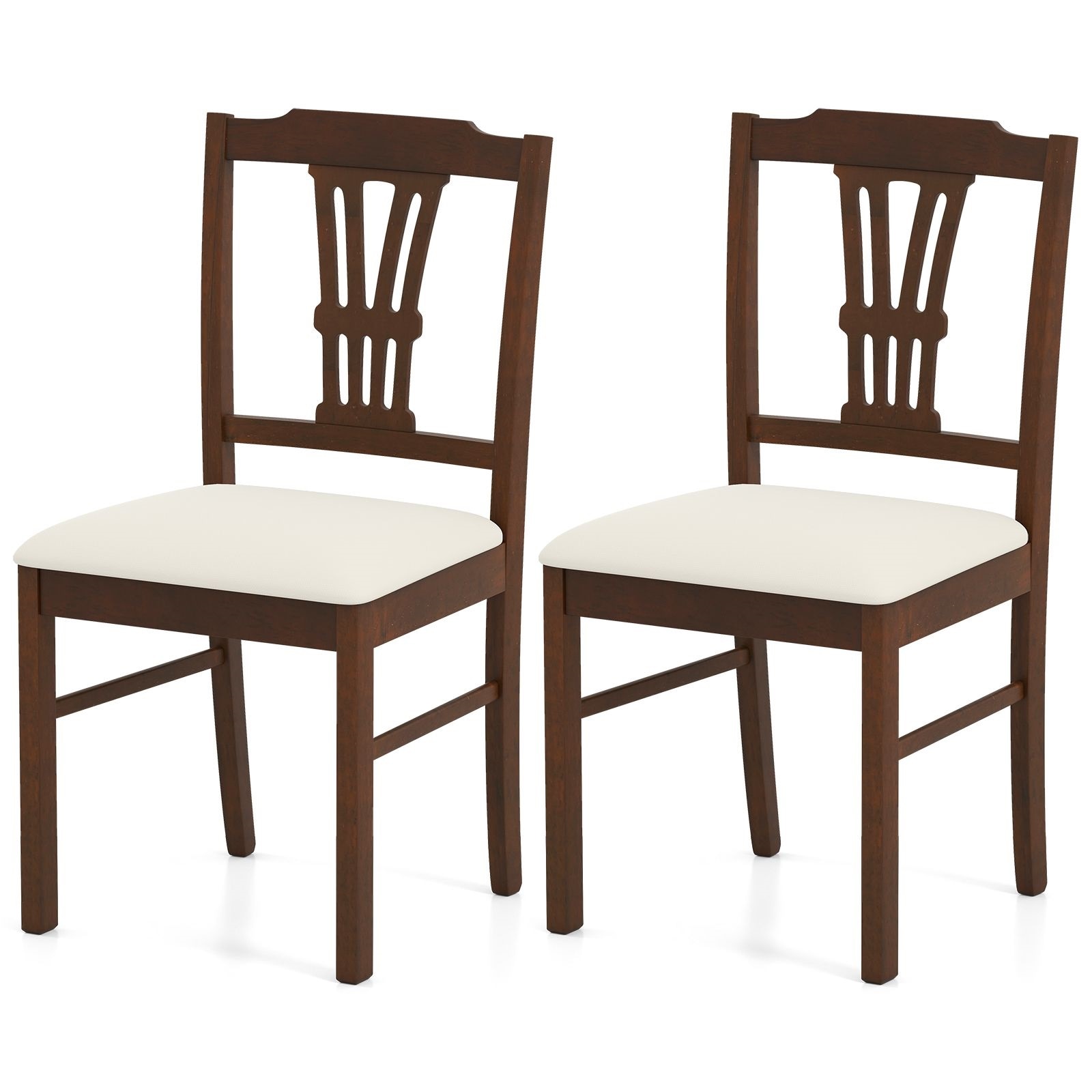 Slickblue - Set of 2 Traditional Dining Chairs Polyester Fabric Upholstered Armless Dining Chair ...