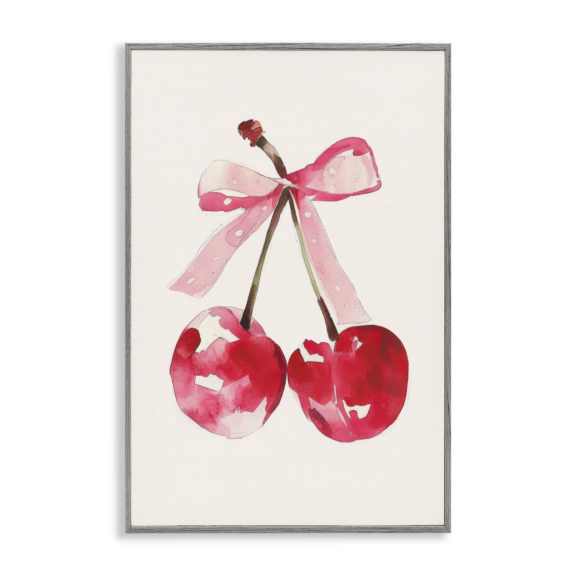 Stupell Industries BT-641-GFF-16X24 Mod Cherries Tied in Bow Framed Giclee design by LSR Creative Studio