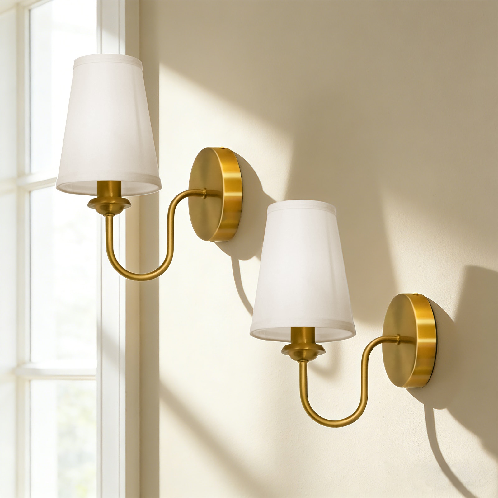 Ltemziiy  Classic Fabric Shade Wall Sconces Set Of 2 E12 Single Light Sconce Lighting Farmhouse Wall Mount Lamp For Bathroom Mirror Living Room Bedside