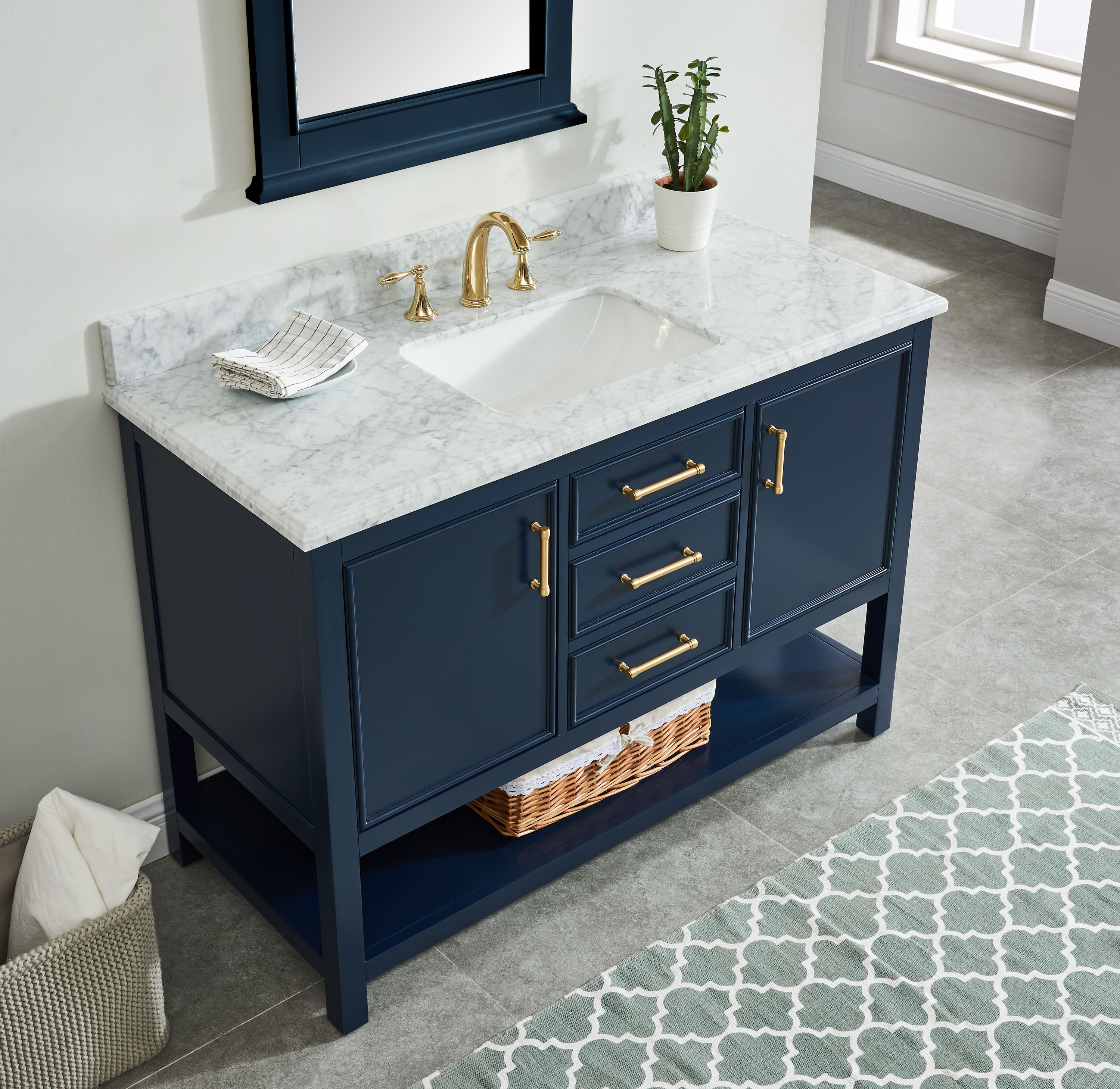 Allen Roth Presnell 48 In Navy Blue, Allen And Roth Bathroom Vanity Blue