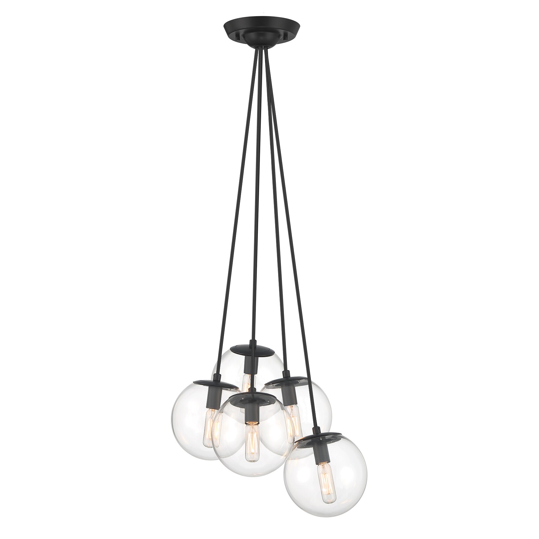 Minka Lavery 2745-66A Auresa 5 -Light Black Modern/contemporary Clear glass Geometric Medium Hanging Pendant light