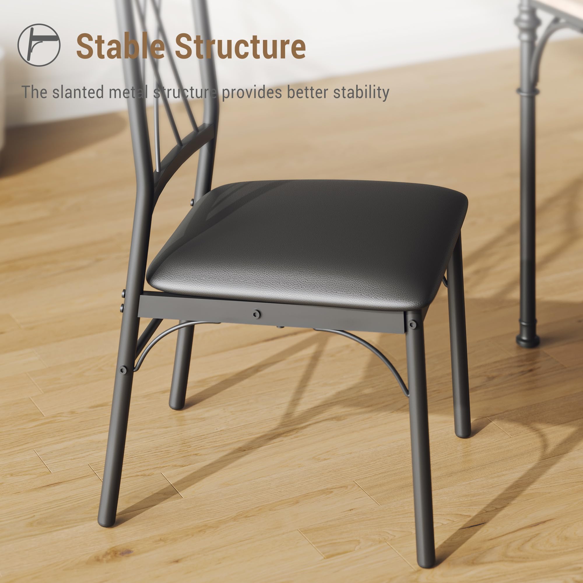 IdealHouse Dining Table Set 5 Piece for 4 with Padded Chairs and Roman ...