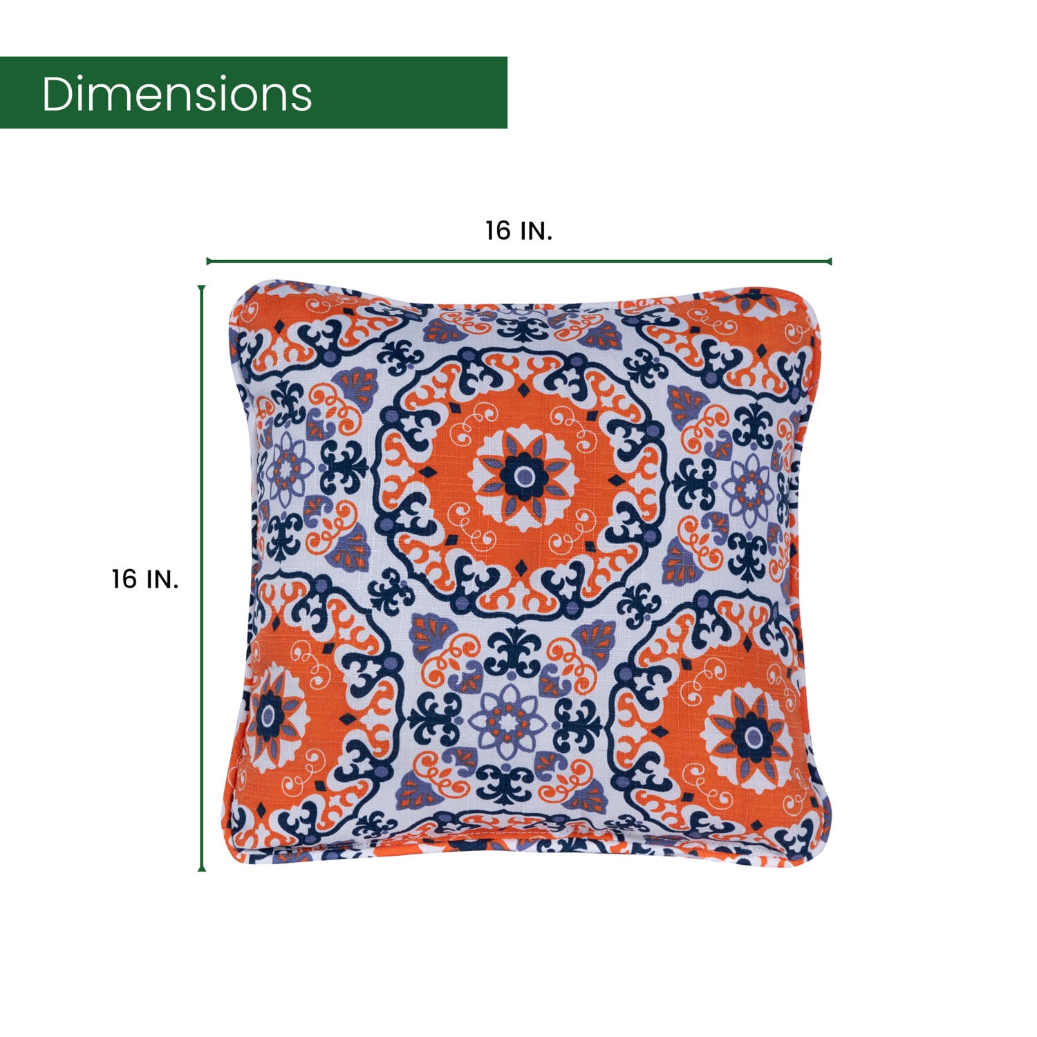 Set of 2 Orange and Blue Medallion Indoor/Outdoor Throw Pillows