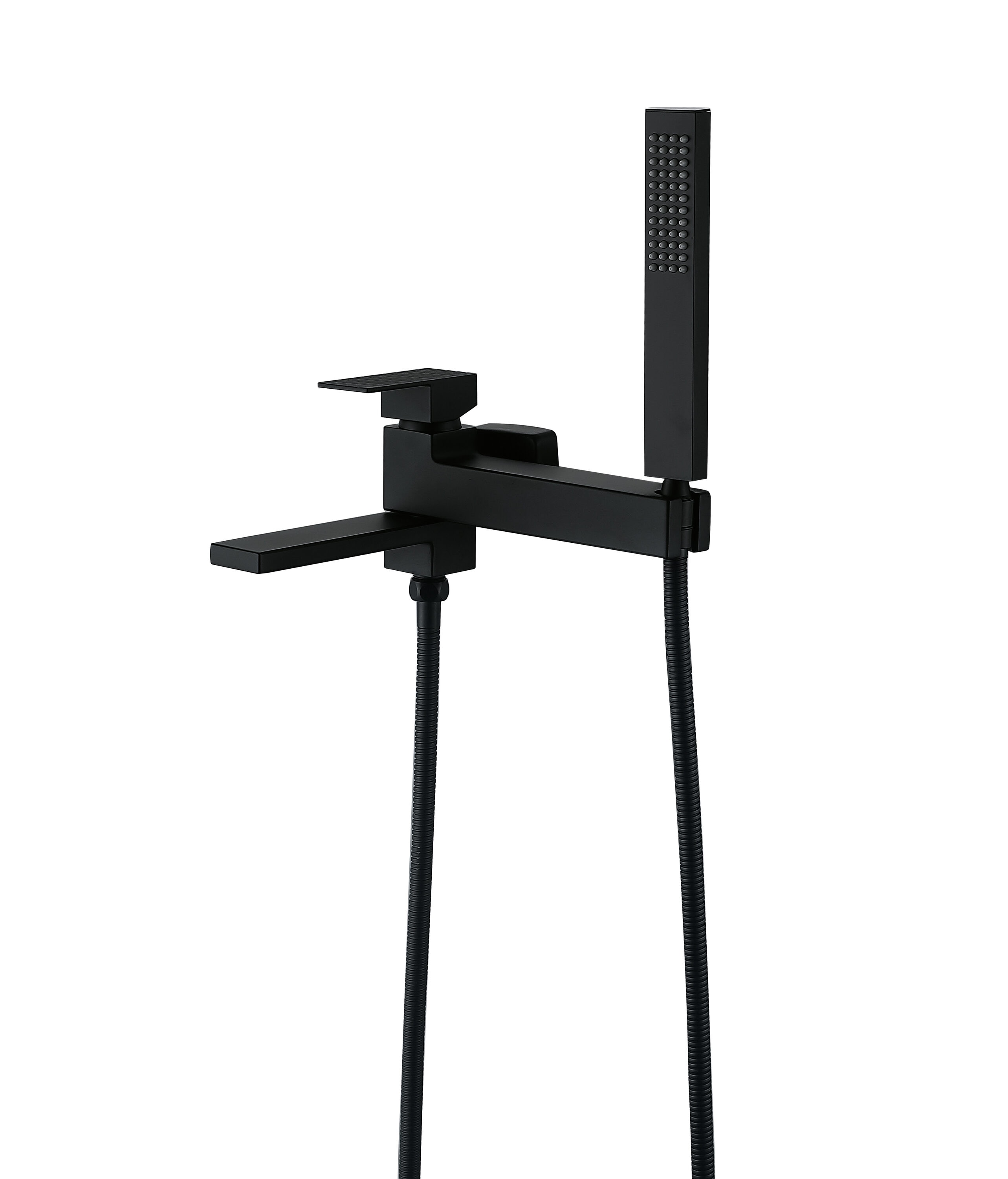 Royal Guard LBFJK0344 Matte Black 1-handle Wall-mount Mid-arc Bathtub Faucet with Hand Shower ( Valve Included )
