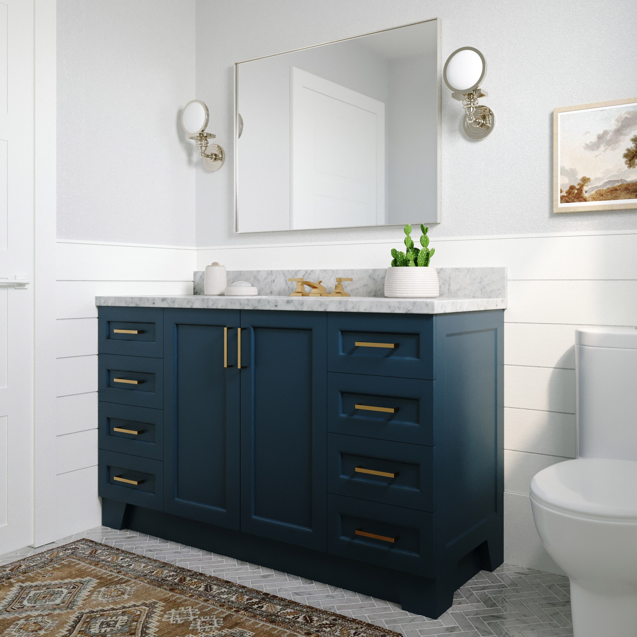 ARIEL Taylor 61-in Midnight Blue Undermount Single Sink Bathroom Vanity ...