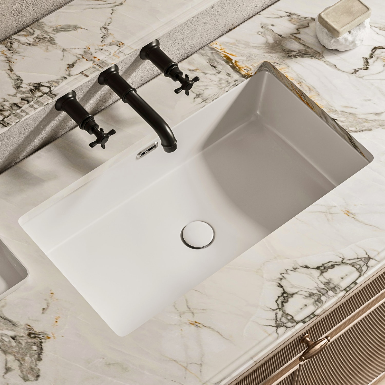 Los Flexi LSLFBUM-2816 Vitreous China 15.55-in Undermount Rectangular Modern White Bathroom Sink