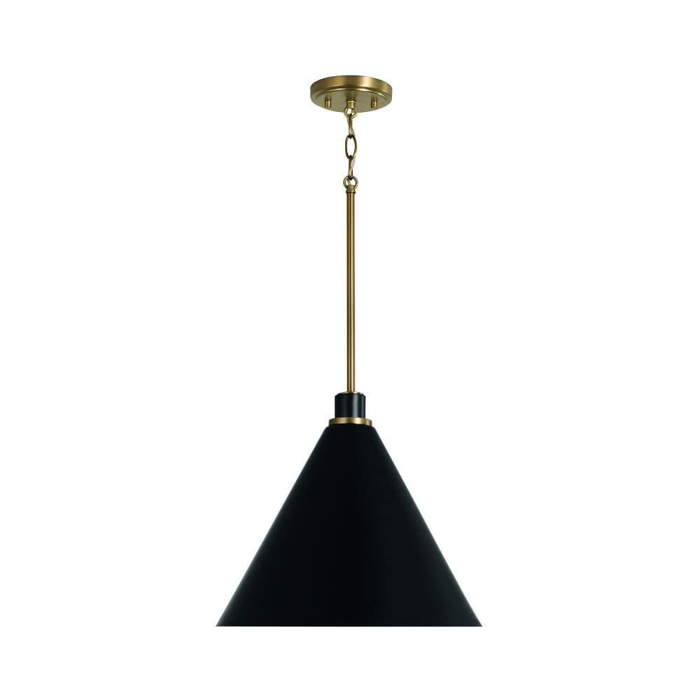 Bradley 1 - Light Aged Brass And Black Brass ContemporaryIndustrialMid Century ModernMinimalistVintage Incandescent Metal Pendant Light