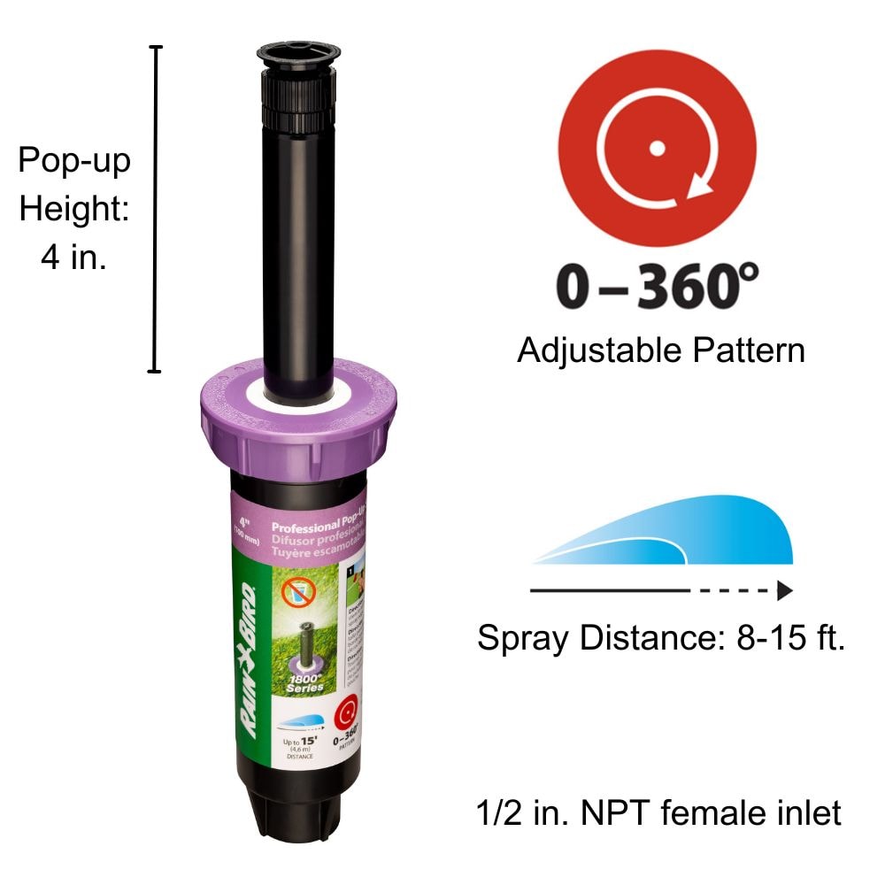 Rain Bird 8-ft- 15-ft Adjustable Spray 4-in Pop-up Spray Head 