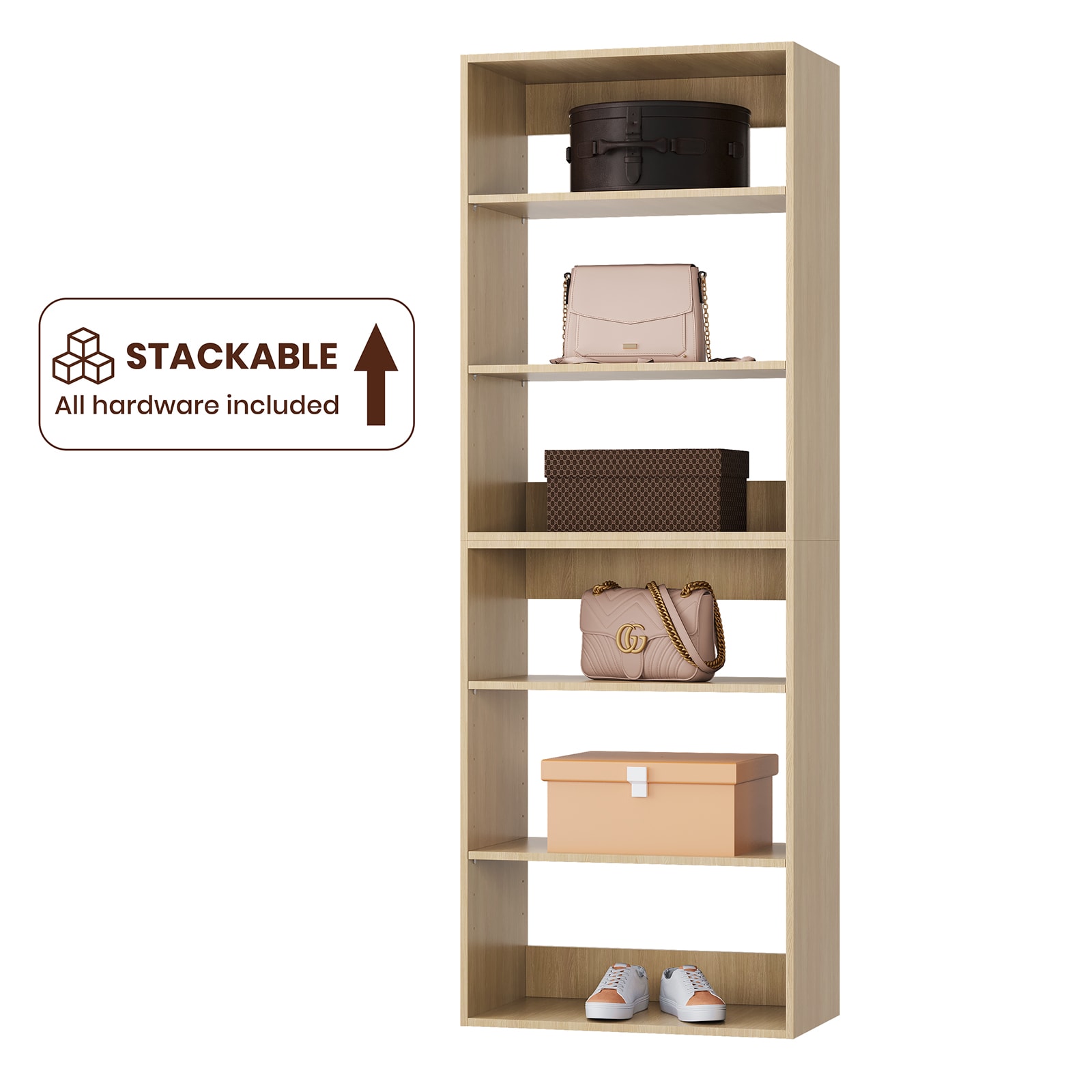 LOVMOR LO-B7670055FC-SY-ZJL Wood-Closet-Shelves - View #3