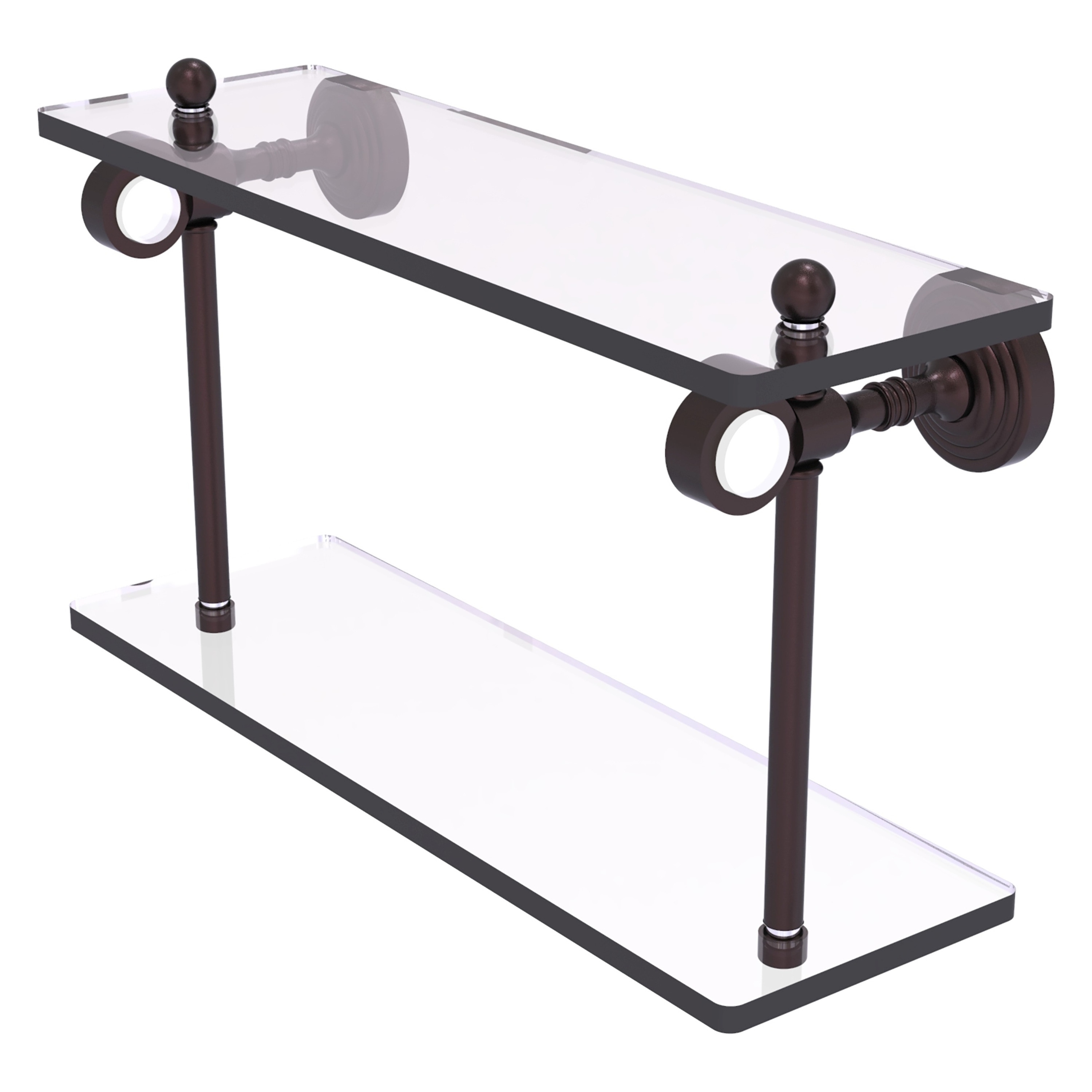 Allied Brass PG-2-16-ABZ Pacific Grove Antique Bronze 2 -Tier Wall mount Bathroom Shelf ( 16-in x 9.3-in x 5-in )