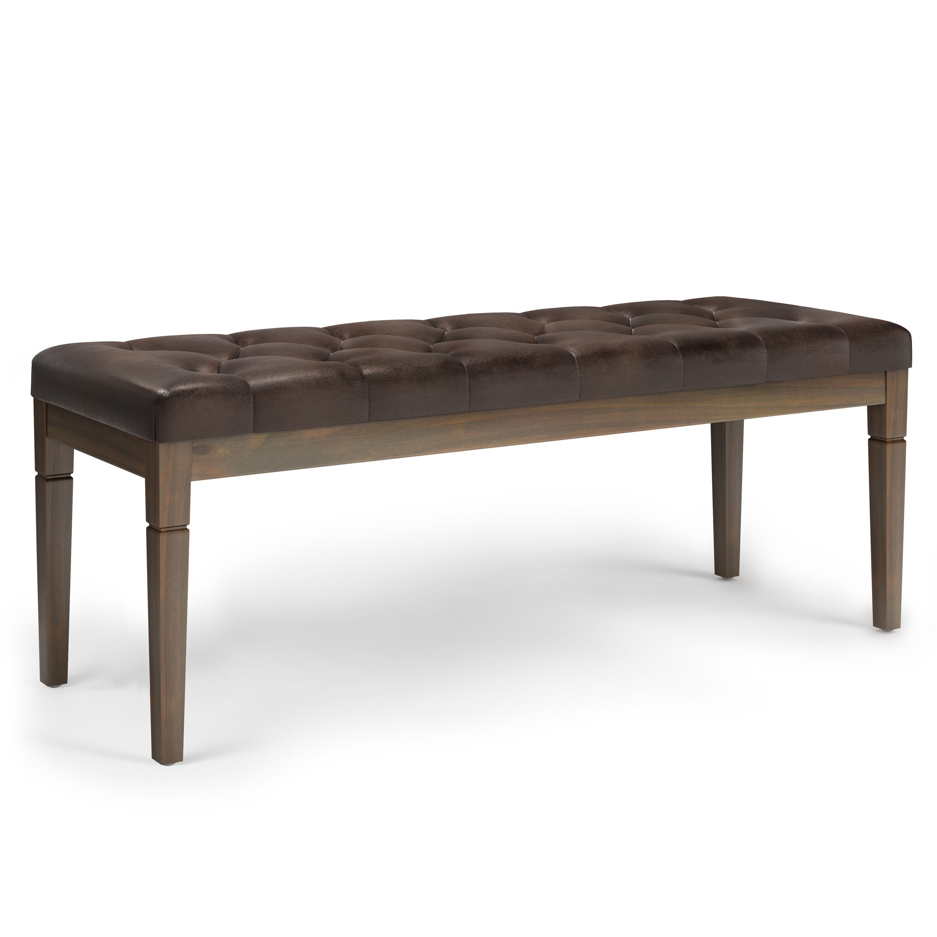 Simpli Home AXCOT-250-DBR Waverly Old World/Vintage Distressed Brown Faux Leather Storage Ottoman