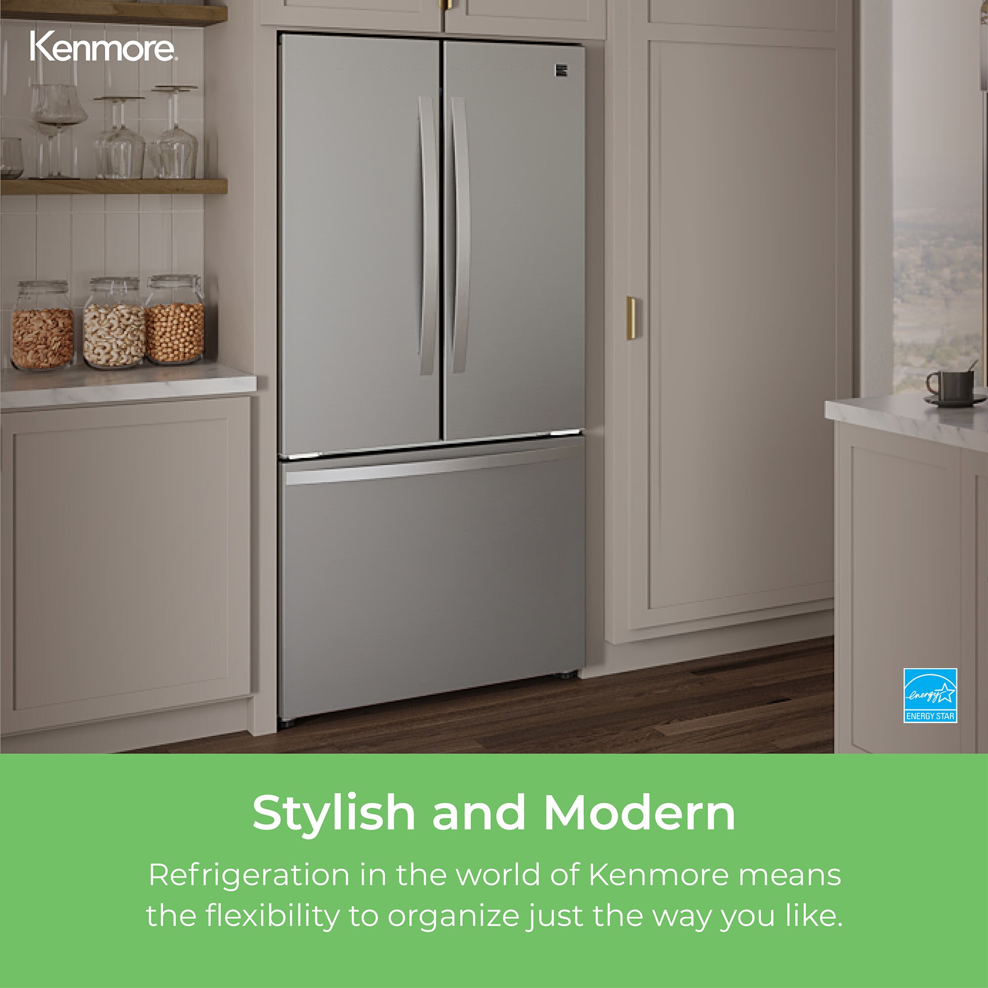 Stainless Steel Compact French Door Refrigerator with Ice Maker