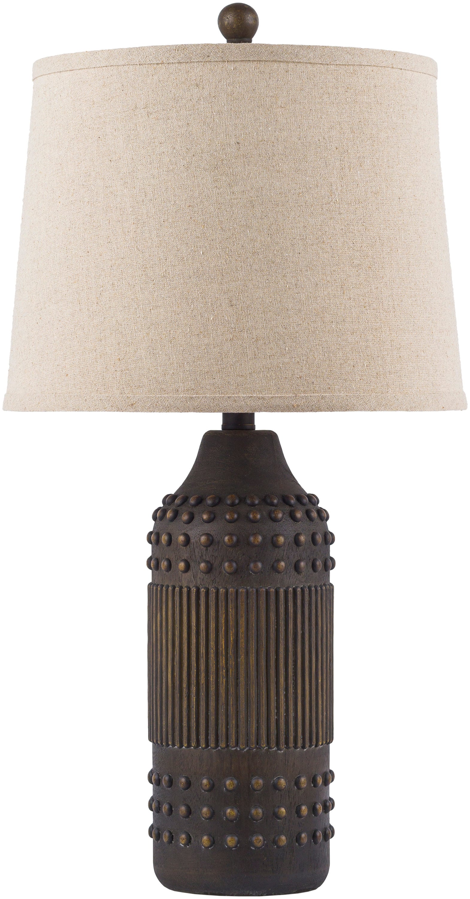 Surya LTT-001 Lutton 26.75-in Dark Brown 3-way Table Lamp with Linen Shade