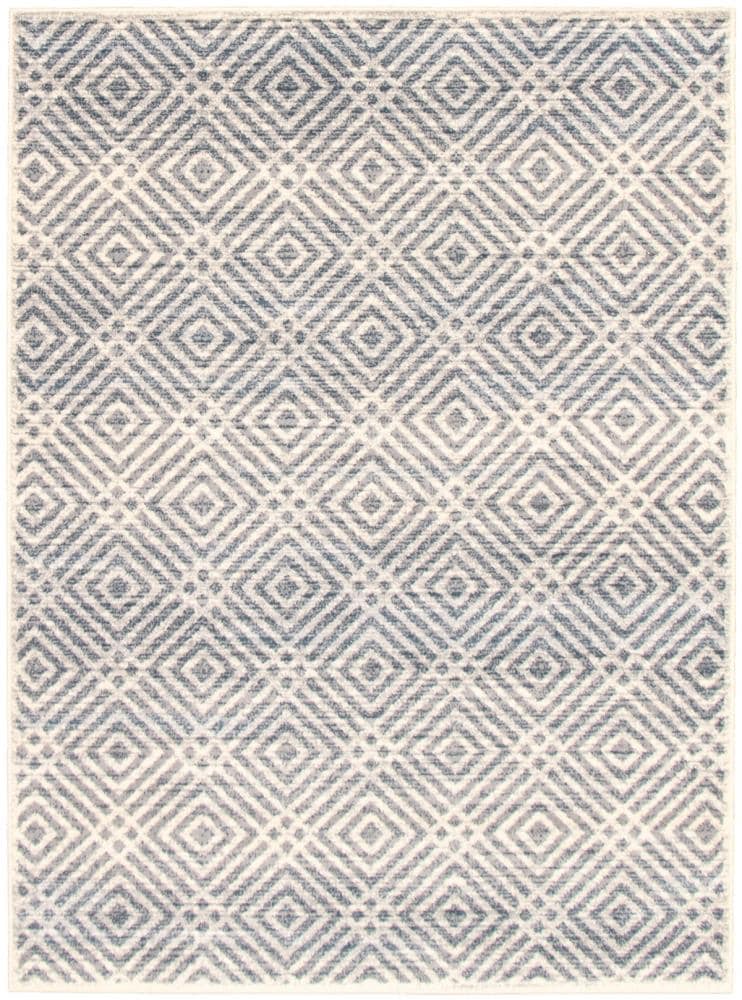 ECARPETGALLERY 315493 Ember 8 x 10 (ft) Loomed Polypropylene Cream Silver Rectangular Indoor Bohemian/Eclectic Area rug
