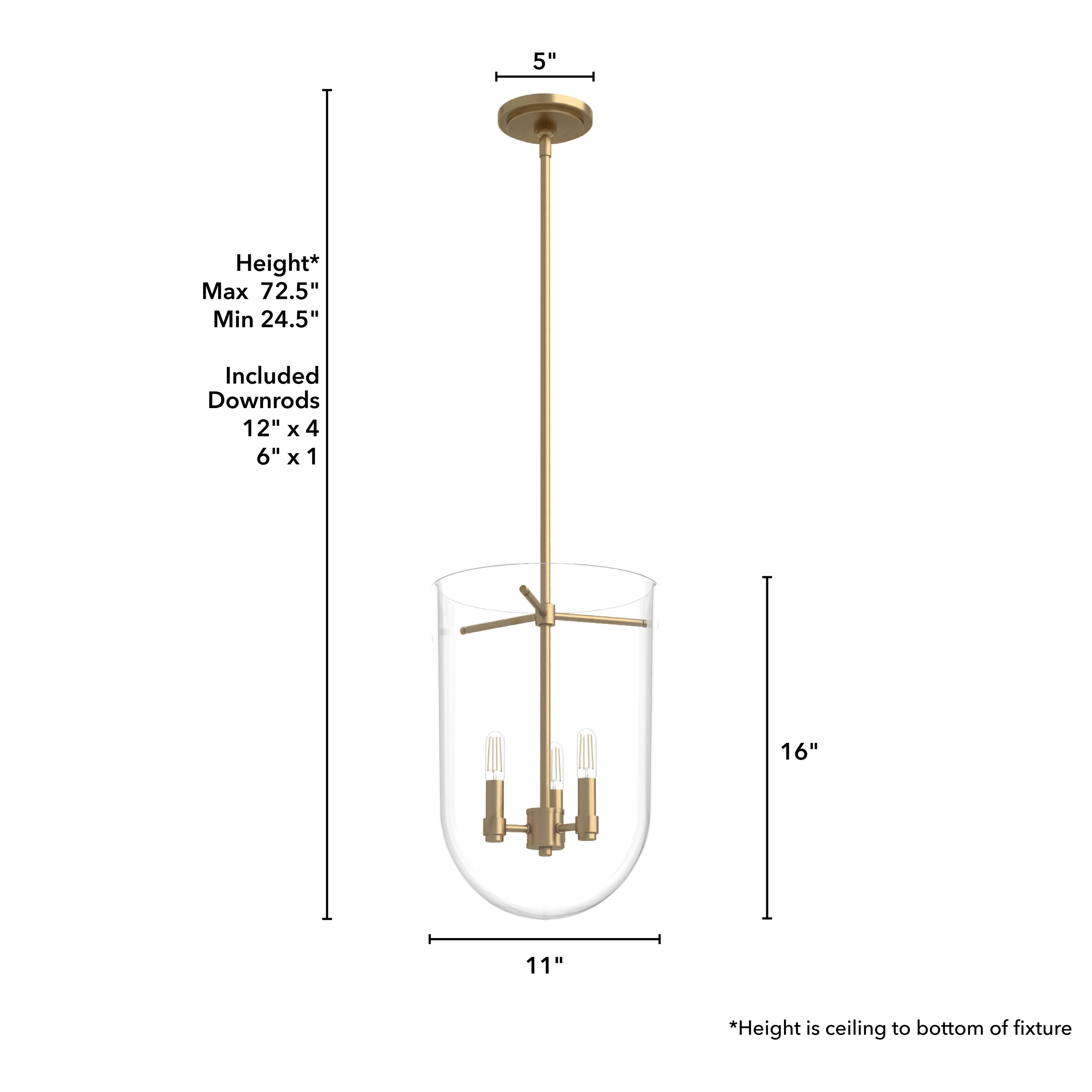 Alturas Gold 3-Light Glass LED Pendant