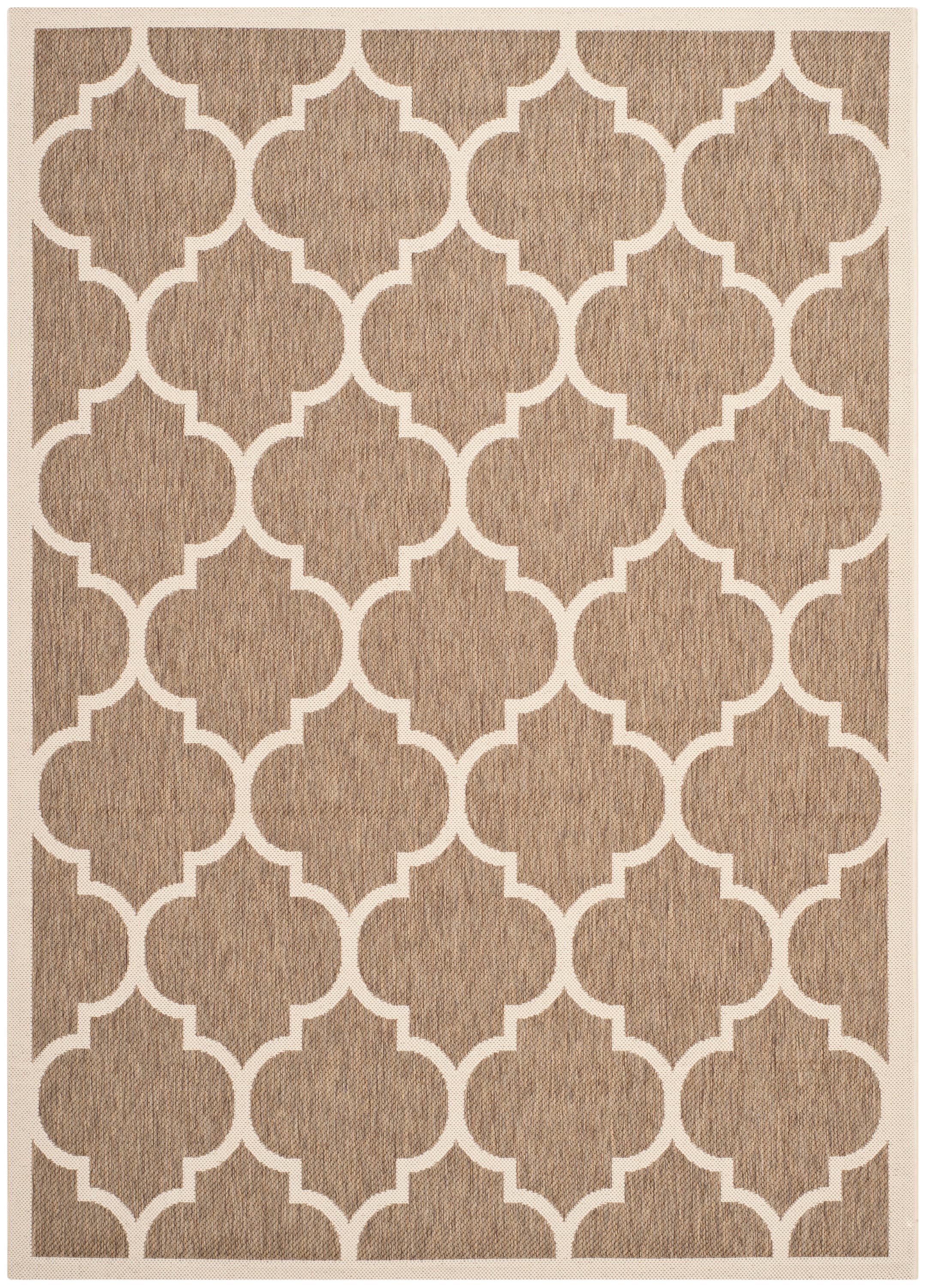 Safavieh CY6914-242-6 Courtyard Omao 7 x 10 (ft) Loomed Polypropylene Brown/Bone Rectangular Indoor/Outdoor Trellis Coastal Area rug