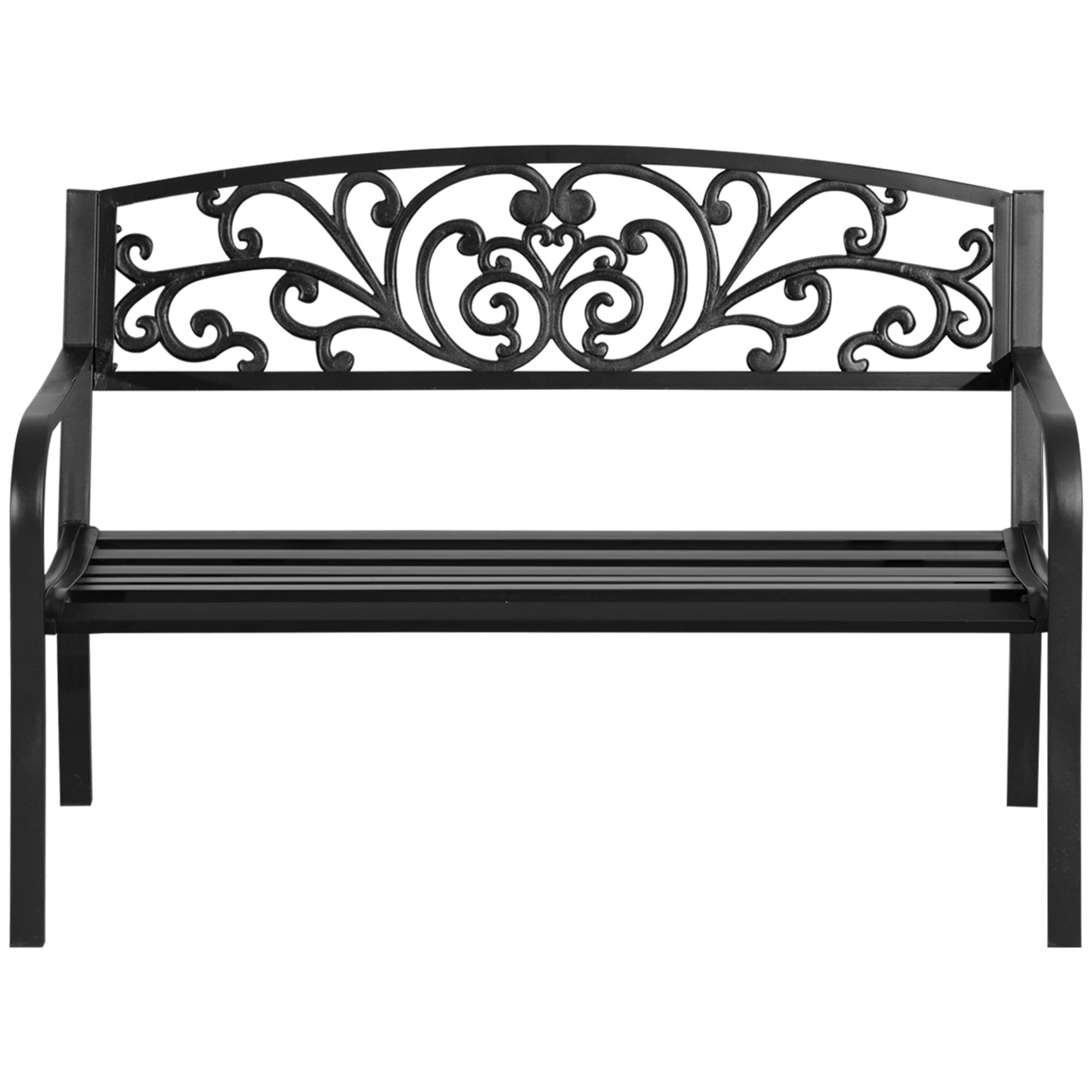 AHIOU HOME Solace 50-in W x 34.3-in H Black Steel Garden Bench