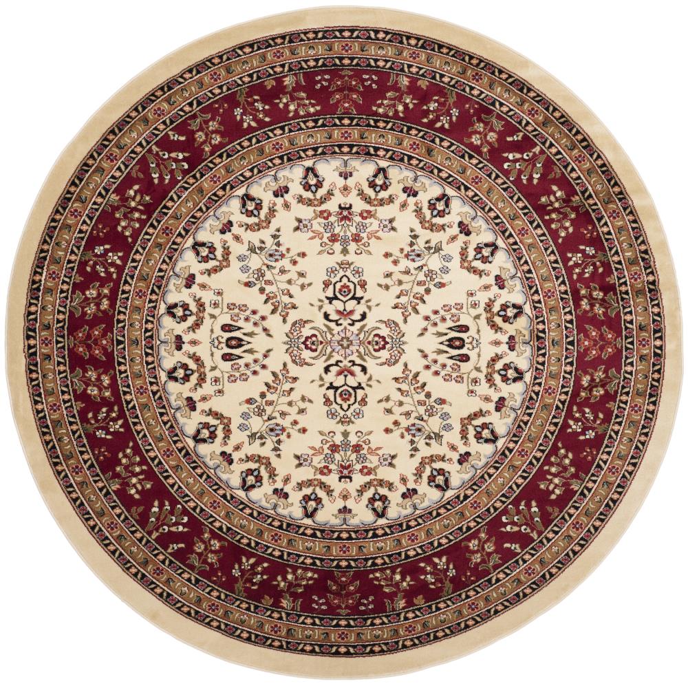 Safavieh LNH331A-8R Lyndhurst Hamadan 8 x 8 (ft) Loomed Polypropylene Ivory/Red Round Indoor Floral/Botanical Oriental Area rug