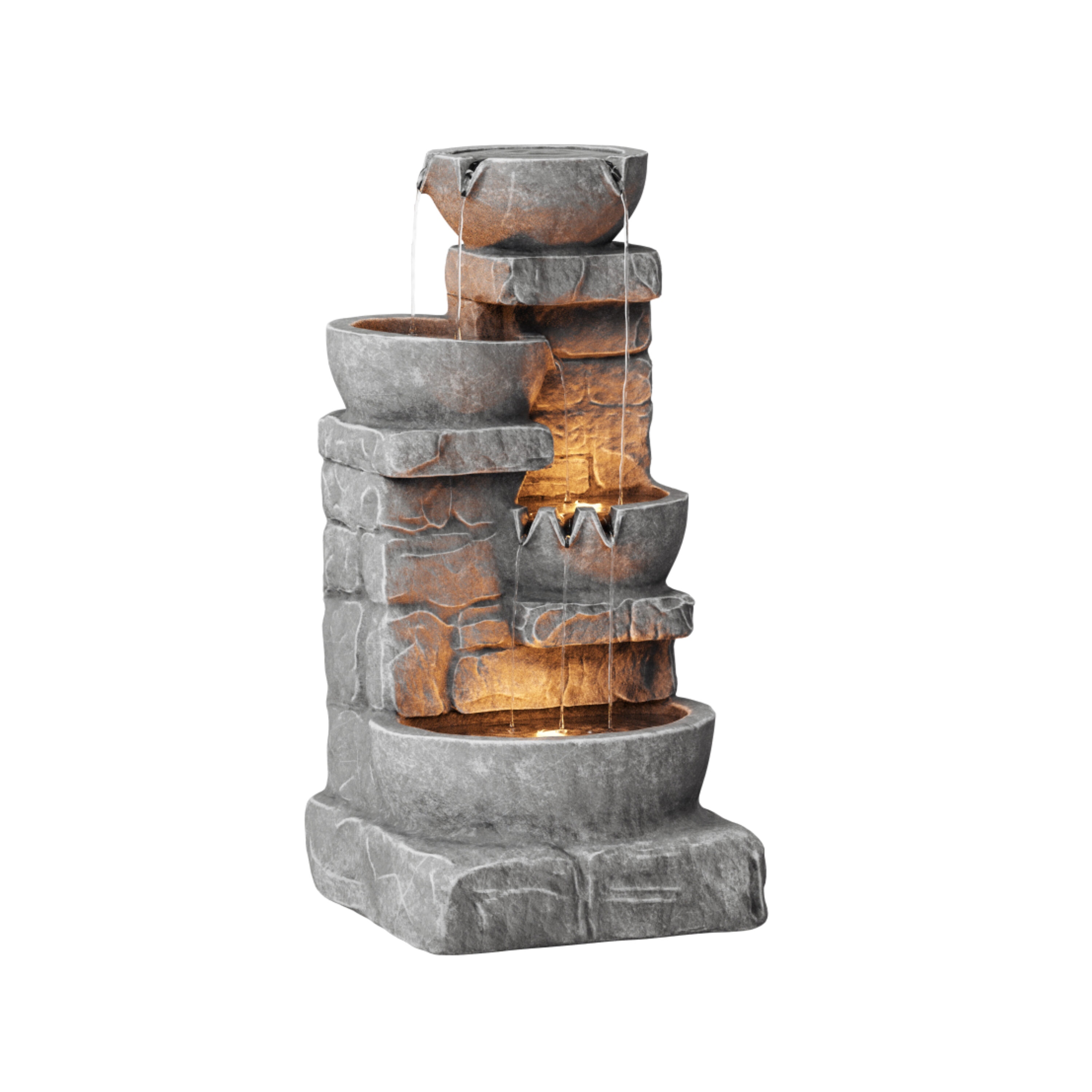 Teamson Home 201601PT 33.27-in H Resin Electric Powered Tiered Outdoor Fountain Pump Included