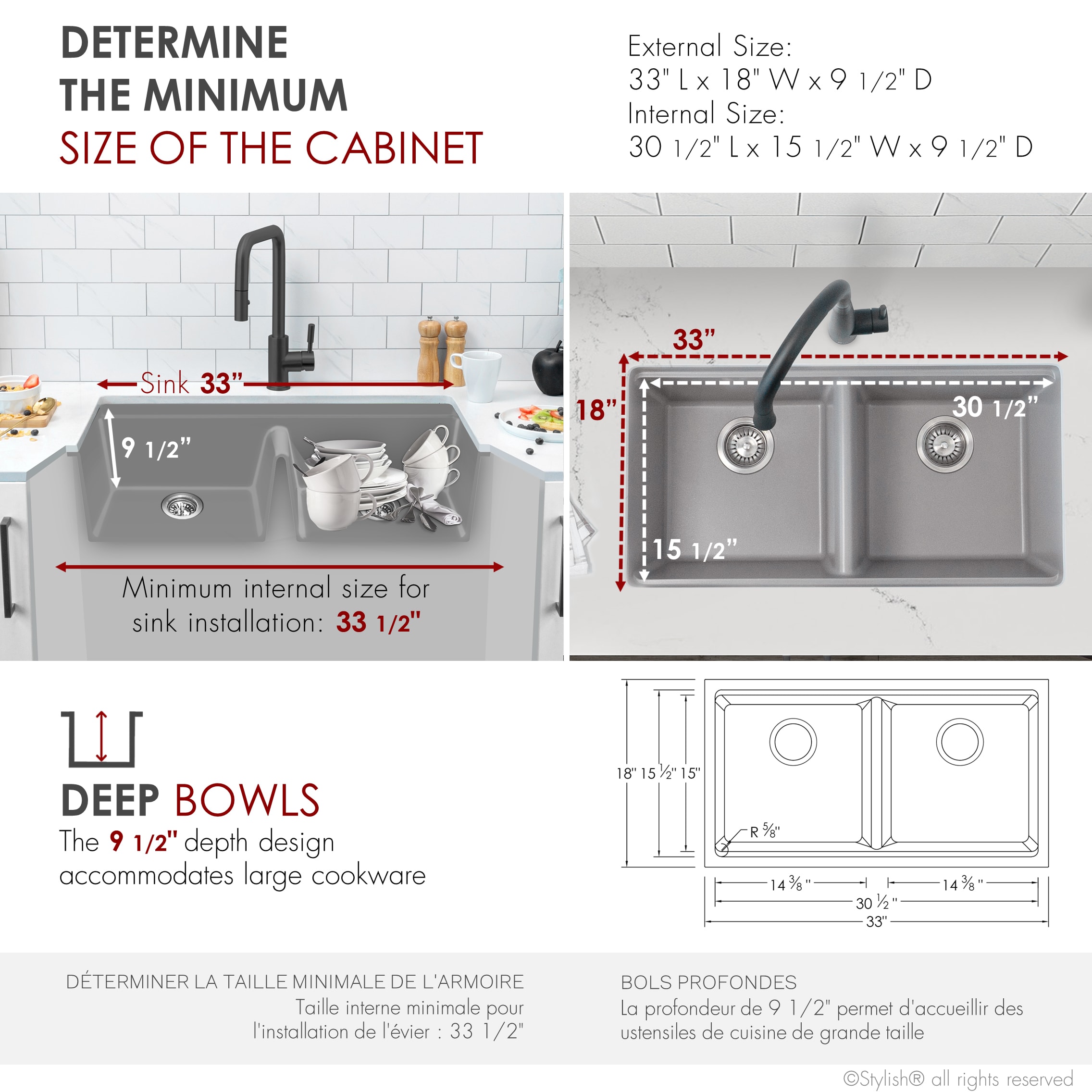 Stylish S-833WL1 Kitchen-Sinks - View #4