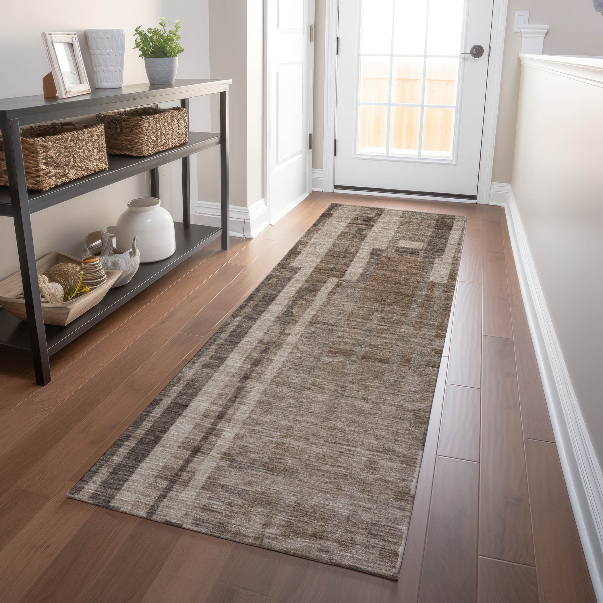Addison Rugs ACN1063BR2X8 Chantille ACN1063BR 2 x 7 (ft) Polyester Brown Rectangular Indoor/Outdoor Geometric Machine washable Runner rug