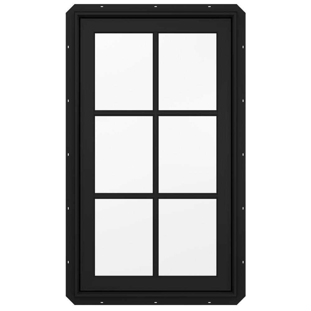 JELD-WEN LOWOLJW140200083 Premium Grid Simulated Divided Lite 1-lite Chestnut Bronze Aluminum-clad New Construction Right Hinge Casement Window Full Screen Included