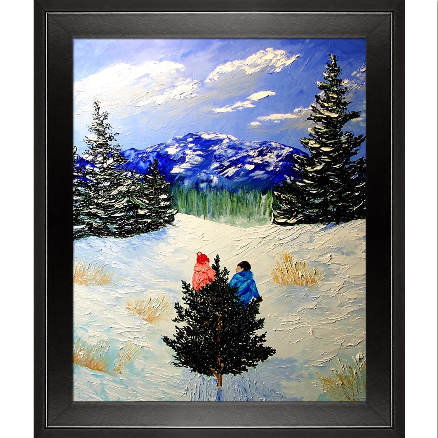 ArtistBe 688576229782 Bringing Home The Tree Peggy Miller Black Wood Framed 10.5-in H x 12.5-in W Landscape Print on Canvas