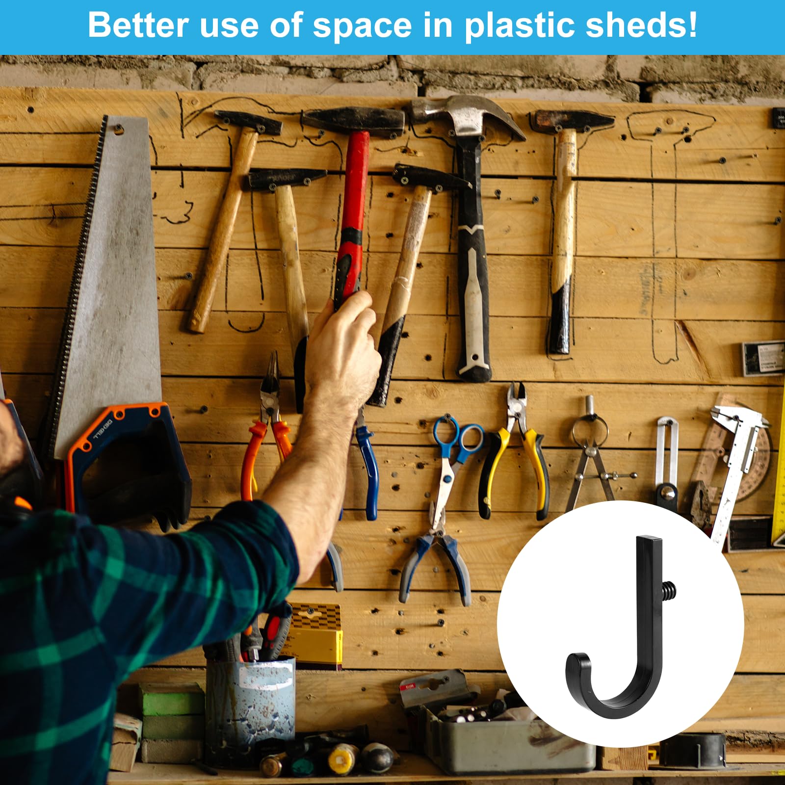 Etokfoks 6 Pack Plastic Shed Tool Hooks Irregular Shape Hanging ...