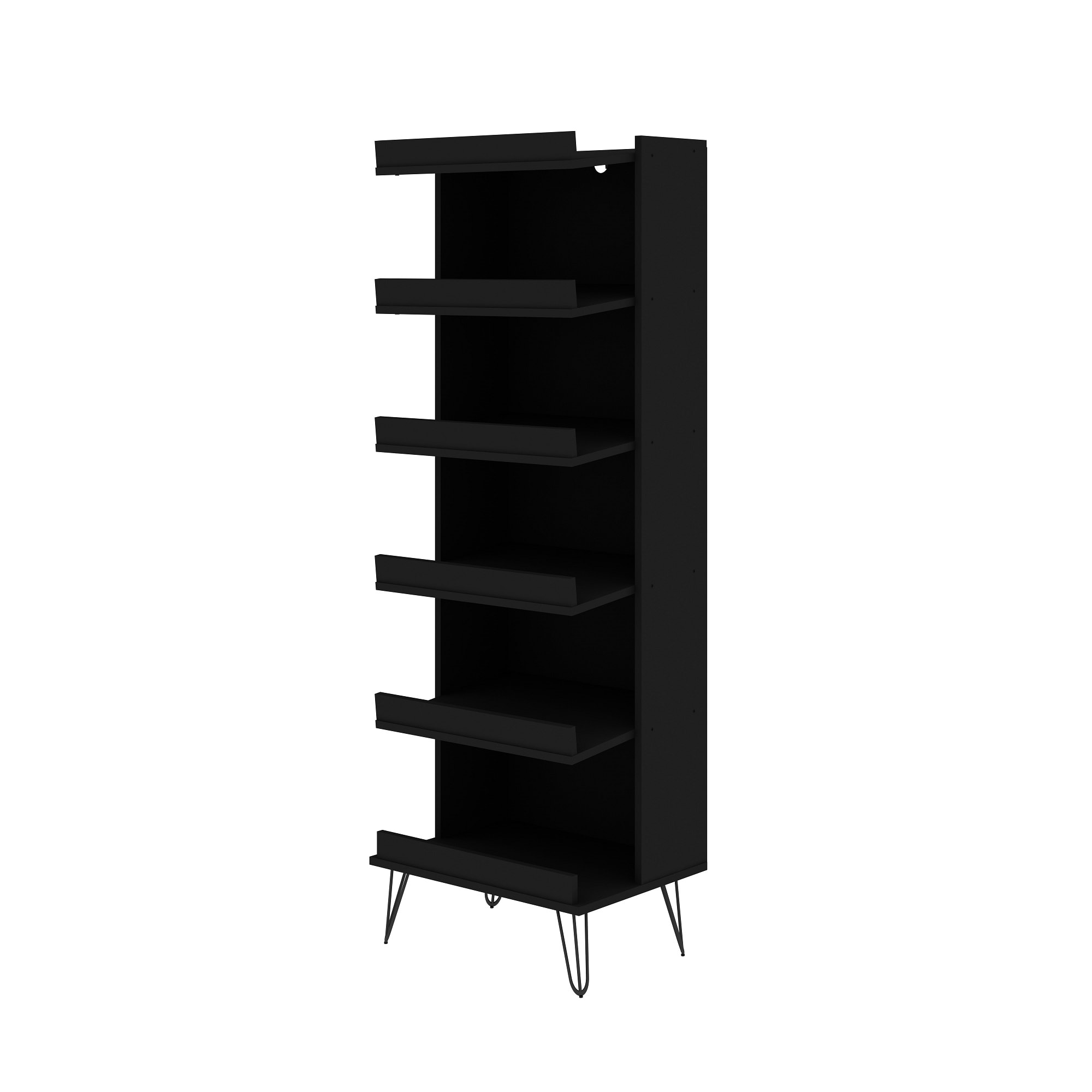 59.72 in. W Black 6-Tier Metal Pantry Organizer, Adjustable Metal Storage Shelves with Wheels