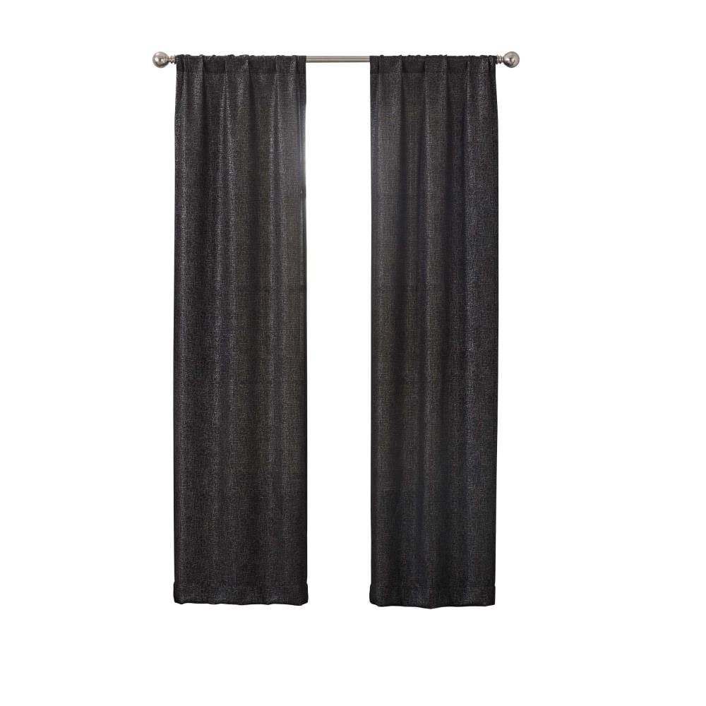 Pairs To Go 16433052084BLK 84-in Black Polyester Light Filtering Rod Pocket Curtain Panel Pair