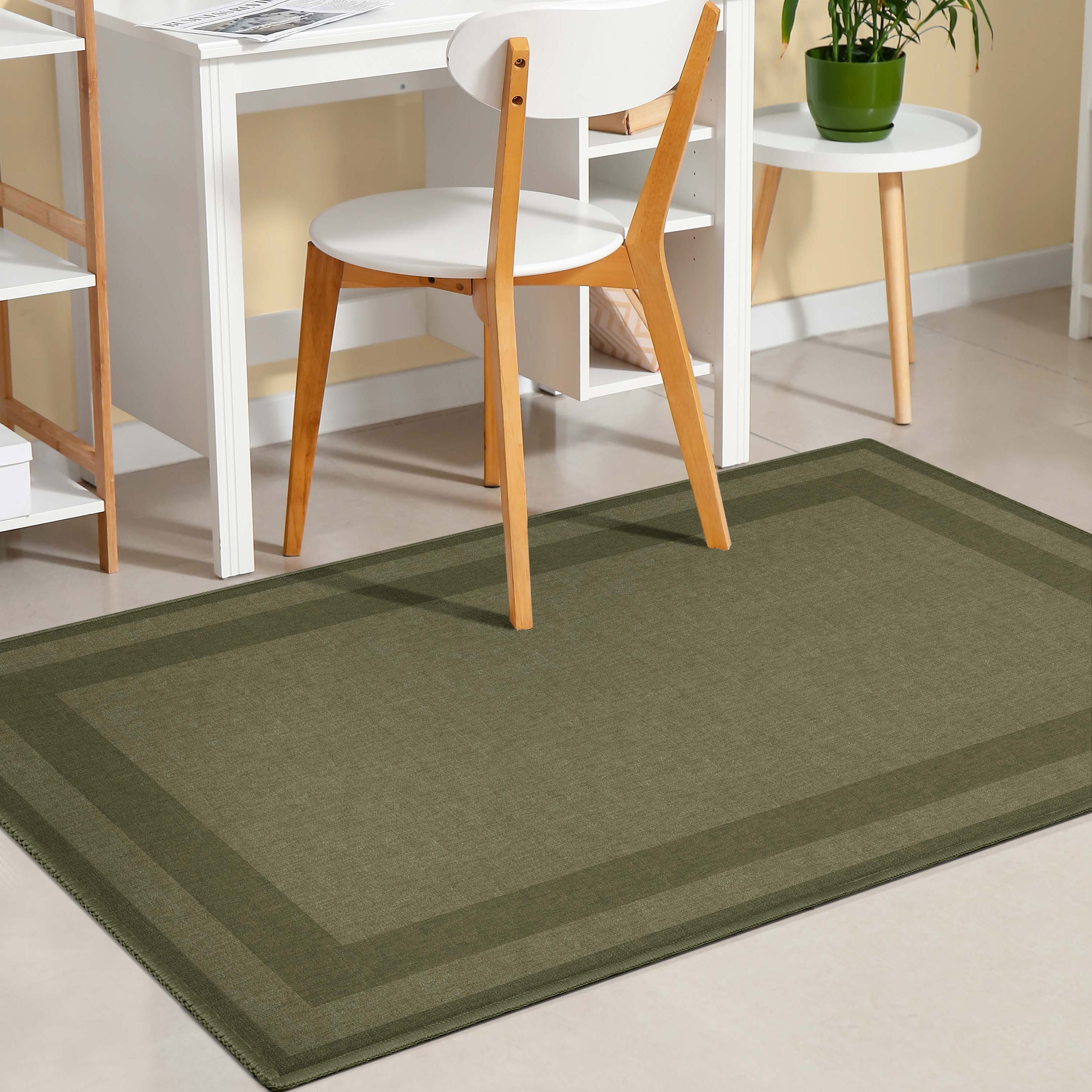 Well Woven W-PLB-02D-4 Border 3 x 5 (ft) Loomed Polyester Green Rectangular Indoor Abstract Mid-Century Modern Area rug