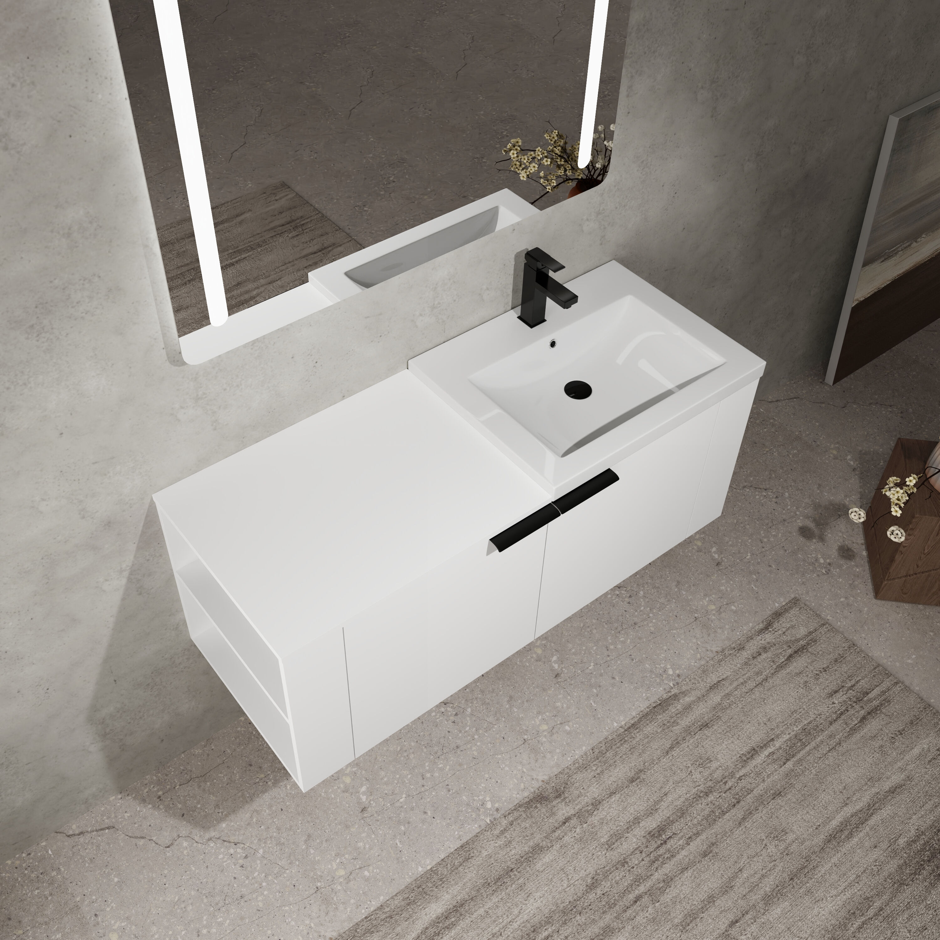 Tatayosi 48 inchesBathroom Vanity Sink Combo for big SpaceModern Bathroom Cabinet Cabinet combination Bathroom Sink Cabinet Set white
