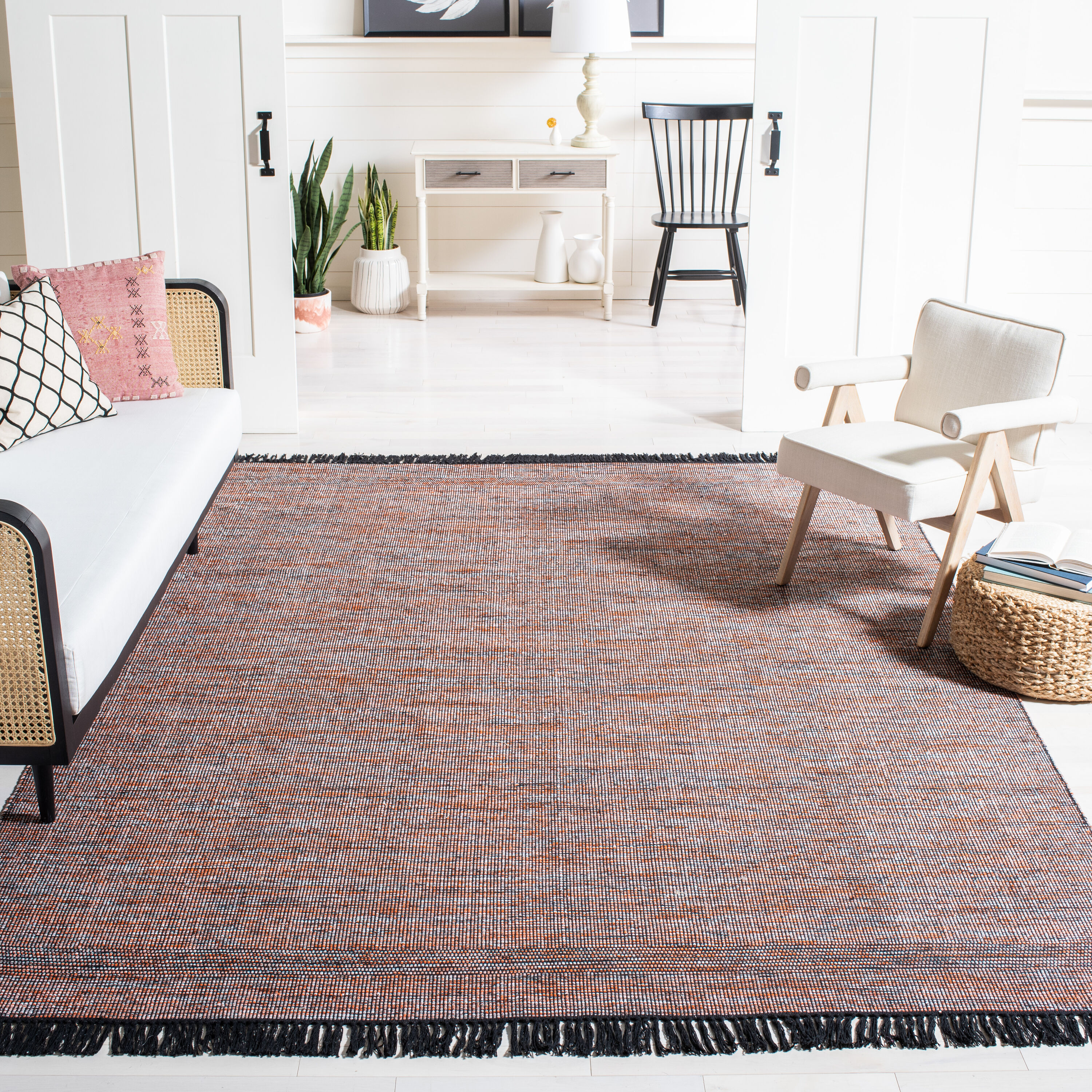  Montauk 620 Orange/Black Contemporary 6ft x 9ft Rectangle Rug