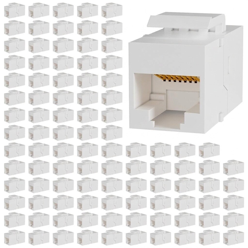 Aoibox  RJ45 Cat6 Keystone Coupler Female to Female Ethernet Jack for Cat6 Cat5e Cat5 Cables White 100 Pack