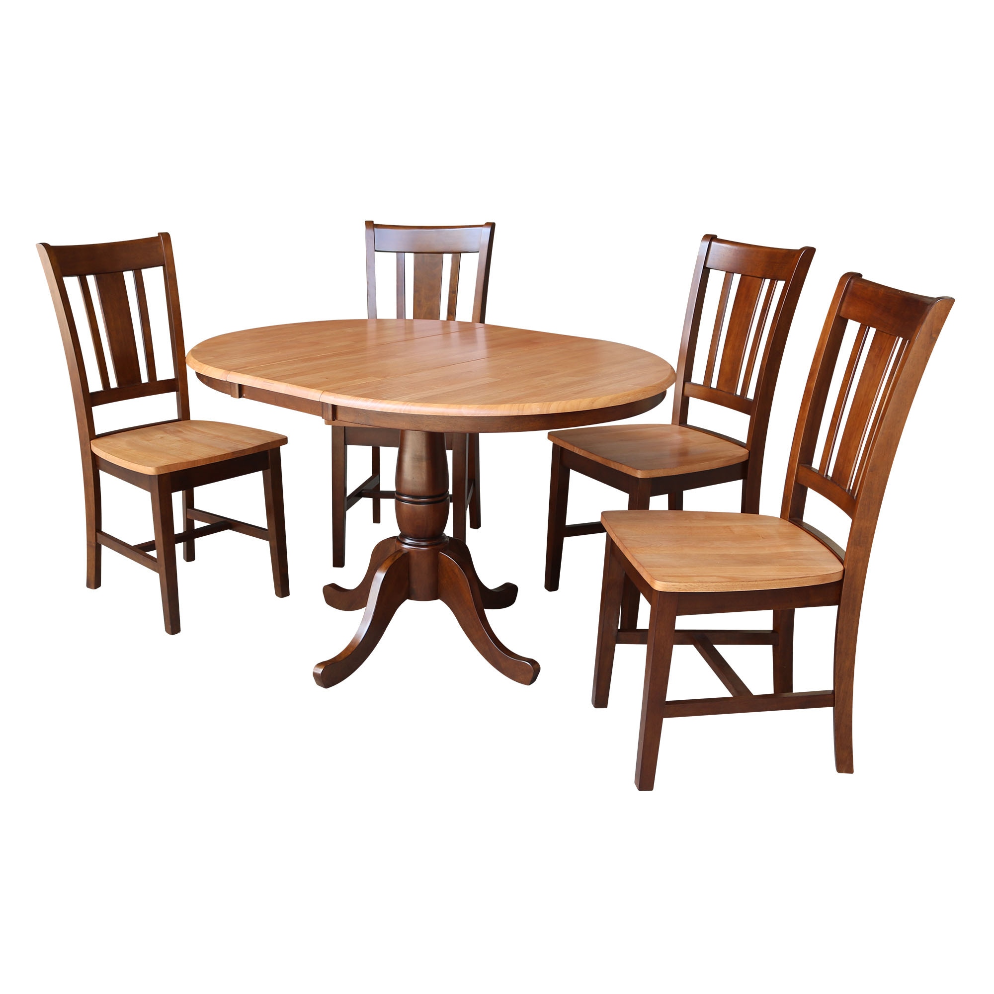 International Concepts K58-36RXT-C10-4 Cinnamon/espresso Traditional Dining Room Set with Round Table ( Seats 4 )
