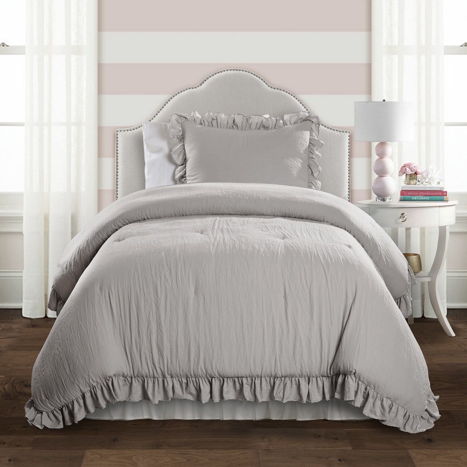 Lush Decor 16T003858 Light Gray Solid Twin/Twin XL Comforter