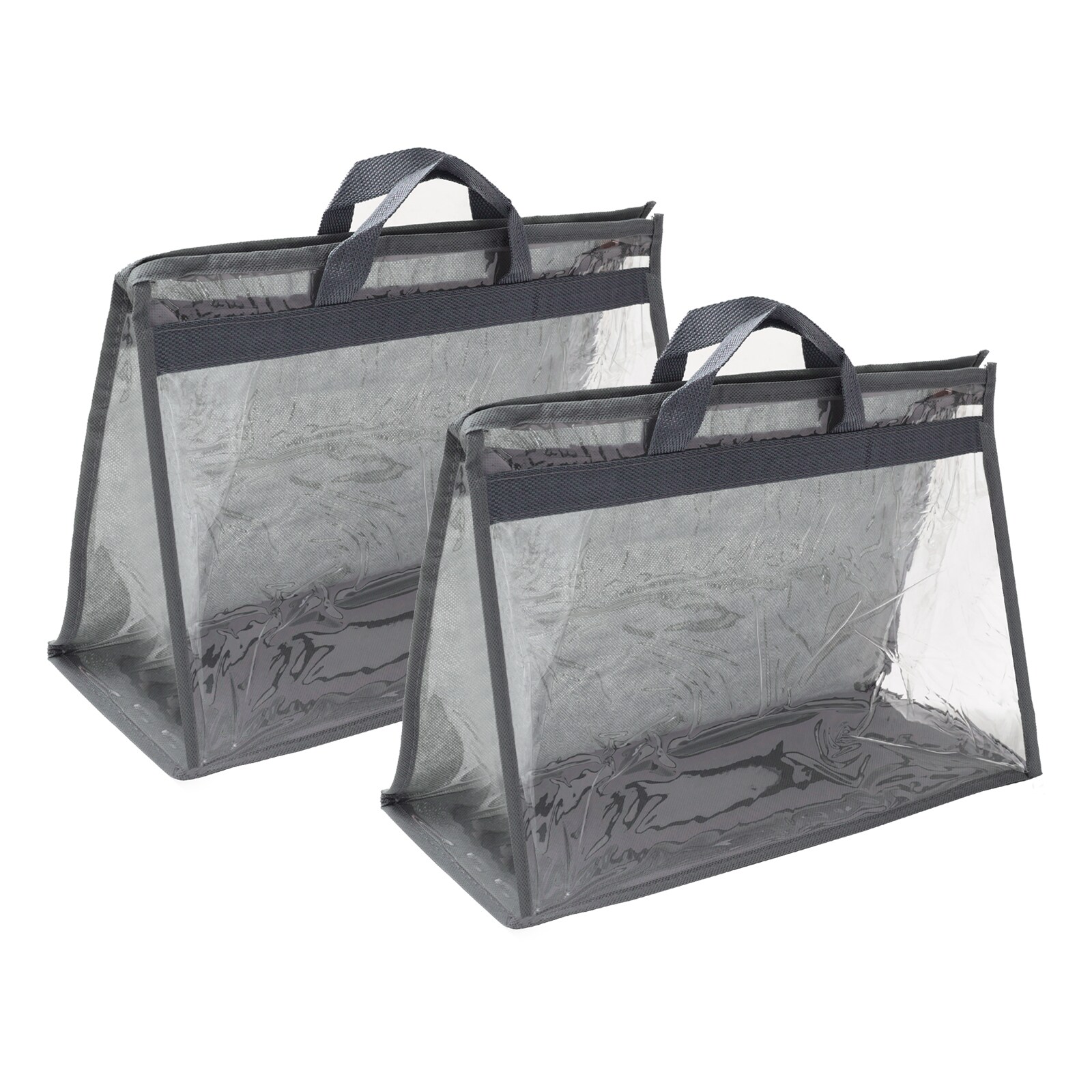 PATIKIL Handbag Dust Bags 2pcs Clear Purse Storage Organizer M Size PVC Dustproof Handbag Cover Transparent Purse Protector Gray