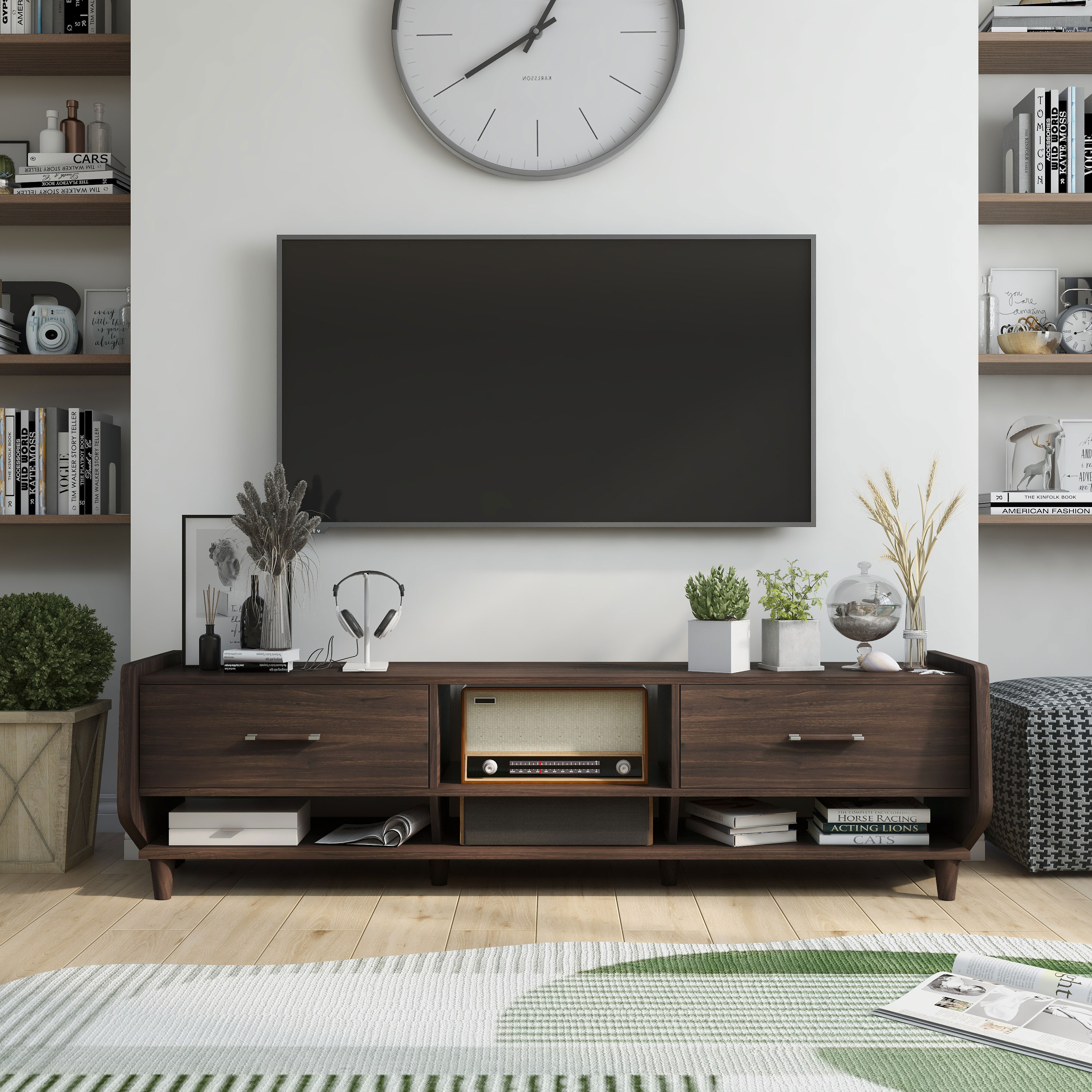 Furniture of America YNJ-18804C24 Beddington Modern/Contemporary Wenge TV stand ( Accommodates TVs up to 80-in )