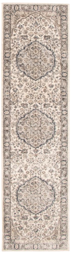 ECARPETGALLERY 324507 Oregon Tabriz 2 x 8 (ft) Loomed Polypropylene Ivory Rectangular Indoor Distressed/Overdyed Vintage Runner rug