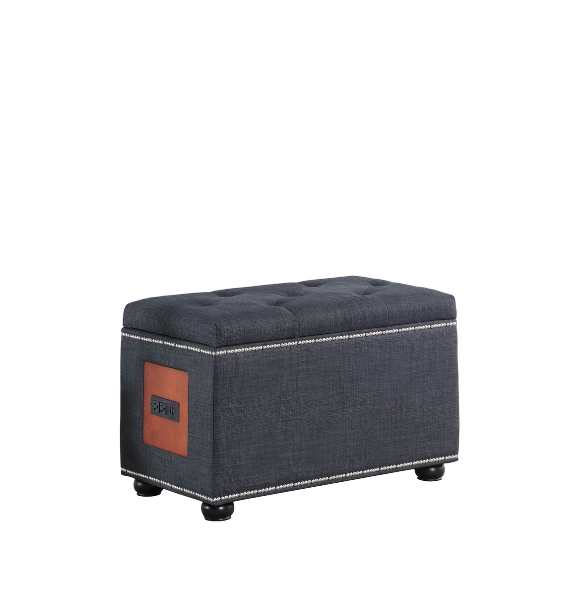 HomeRoots 4000469436 Modern Slate Gray Storage Ottoman