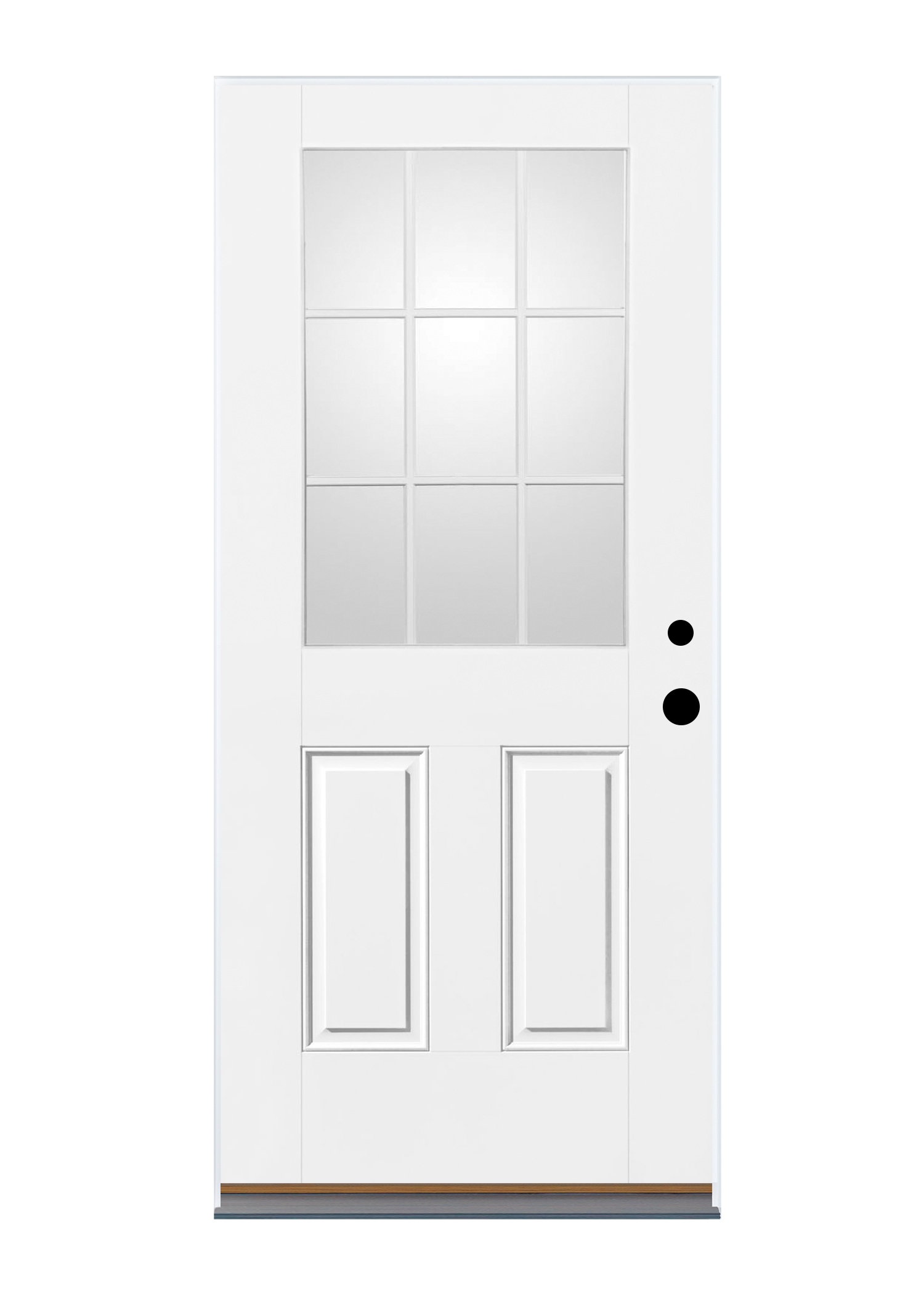 Therma-Tru Benchmark Doors 32-in x 80-in Fiberglass Half Lite Right-Hand Outswing Ready To Paint Prehung Single Front Door Insulating Core in White -  SSCD4E28RNBOS